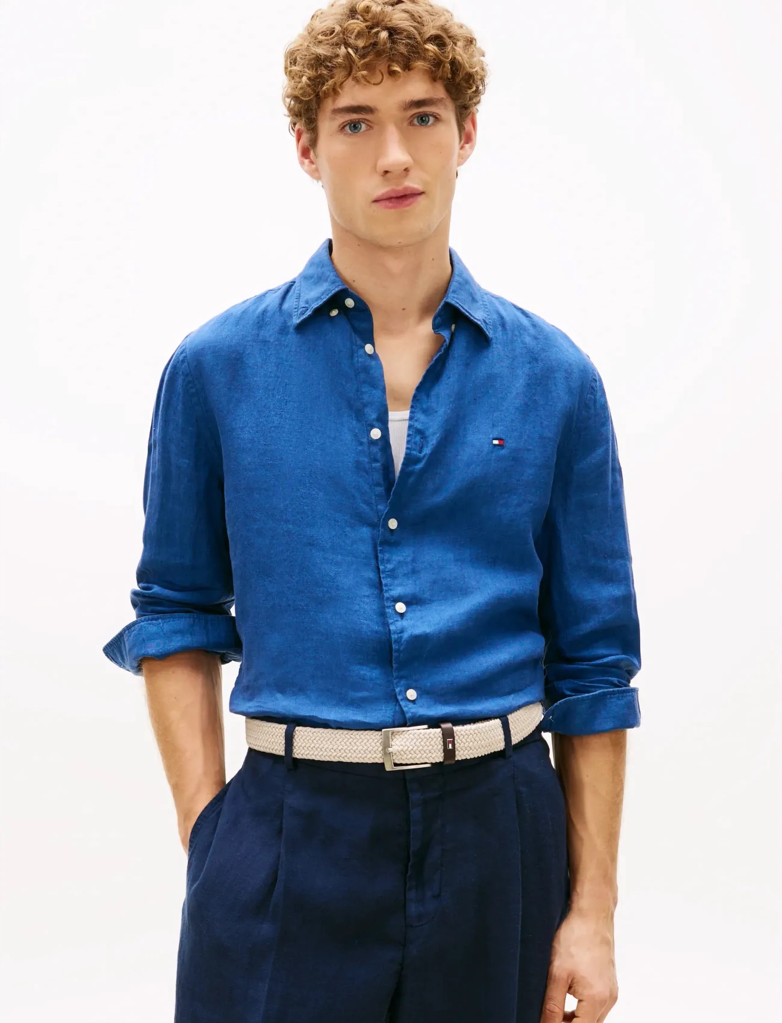 Tommy Hilfiger PIGMENT DYED LI SOLID RF SHIRT - Tommy Hilfiger - BLUE JEAN / blue