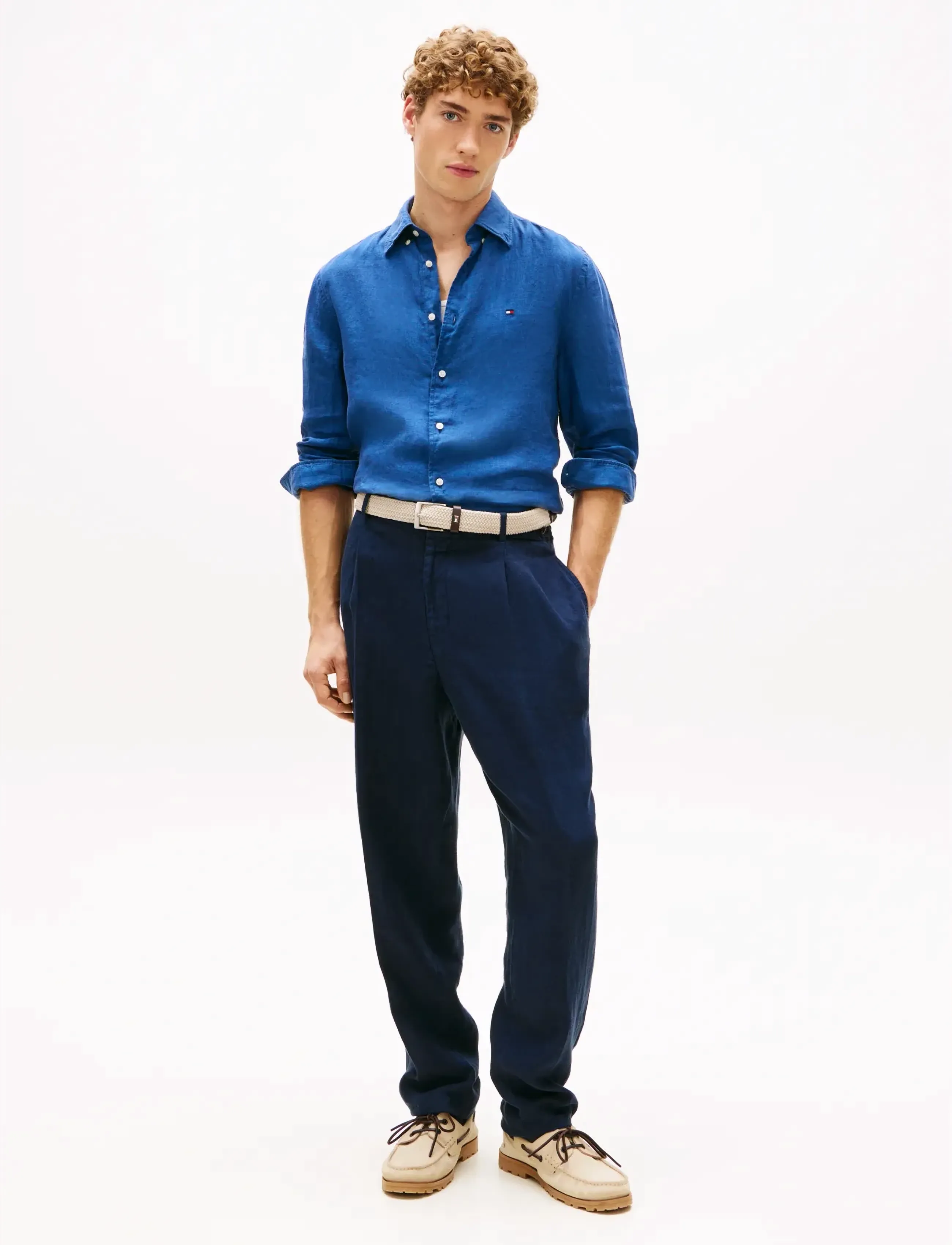 Tommy Hilfiger - PIGMENT DYED LI SOLID RF SHIRT - linneskjortor - blue jean - 3