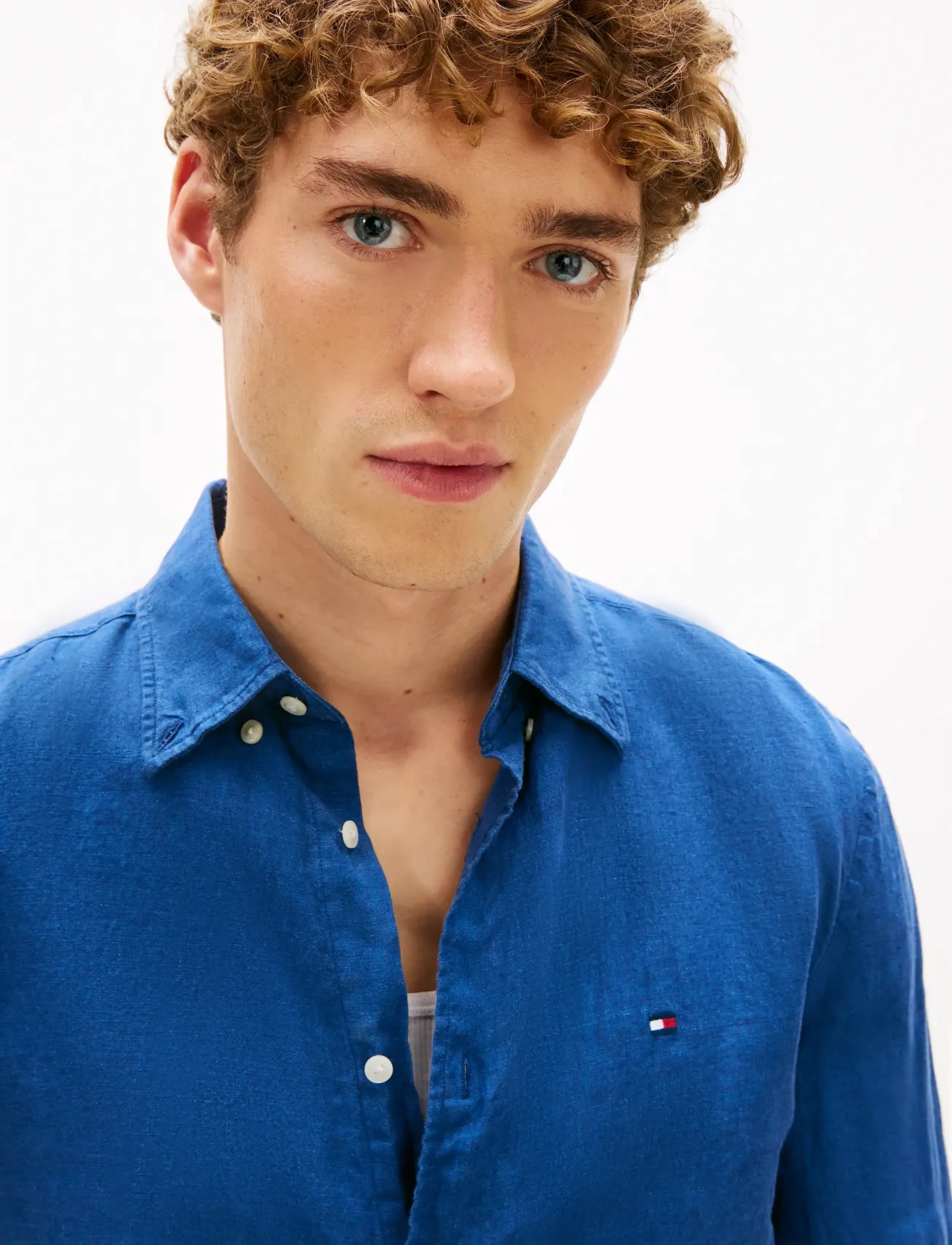 Tommy Hilfiger - PIGMENT DYED LI SOLID RF SHIRT - linneskjortor - blue jean - 4