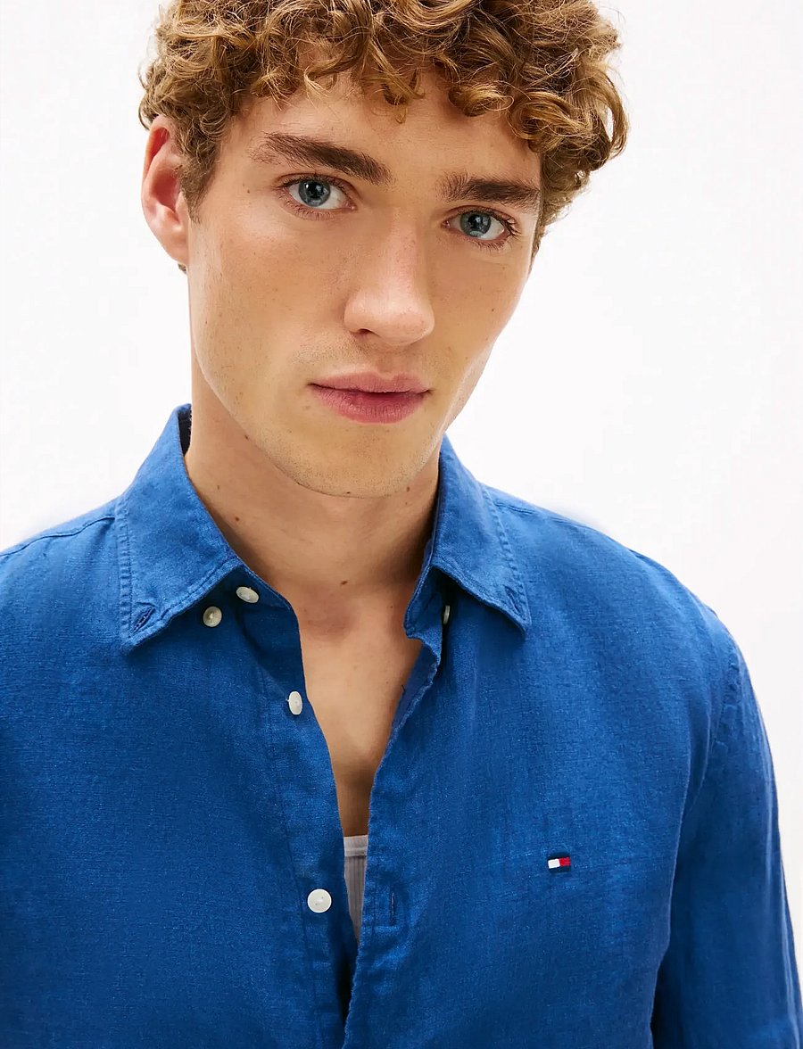 Tommy Hilfiger - PIGMENT DYED LI SOLID RF SHIRT - linased särgid - blue jean - 4