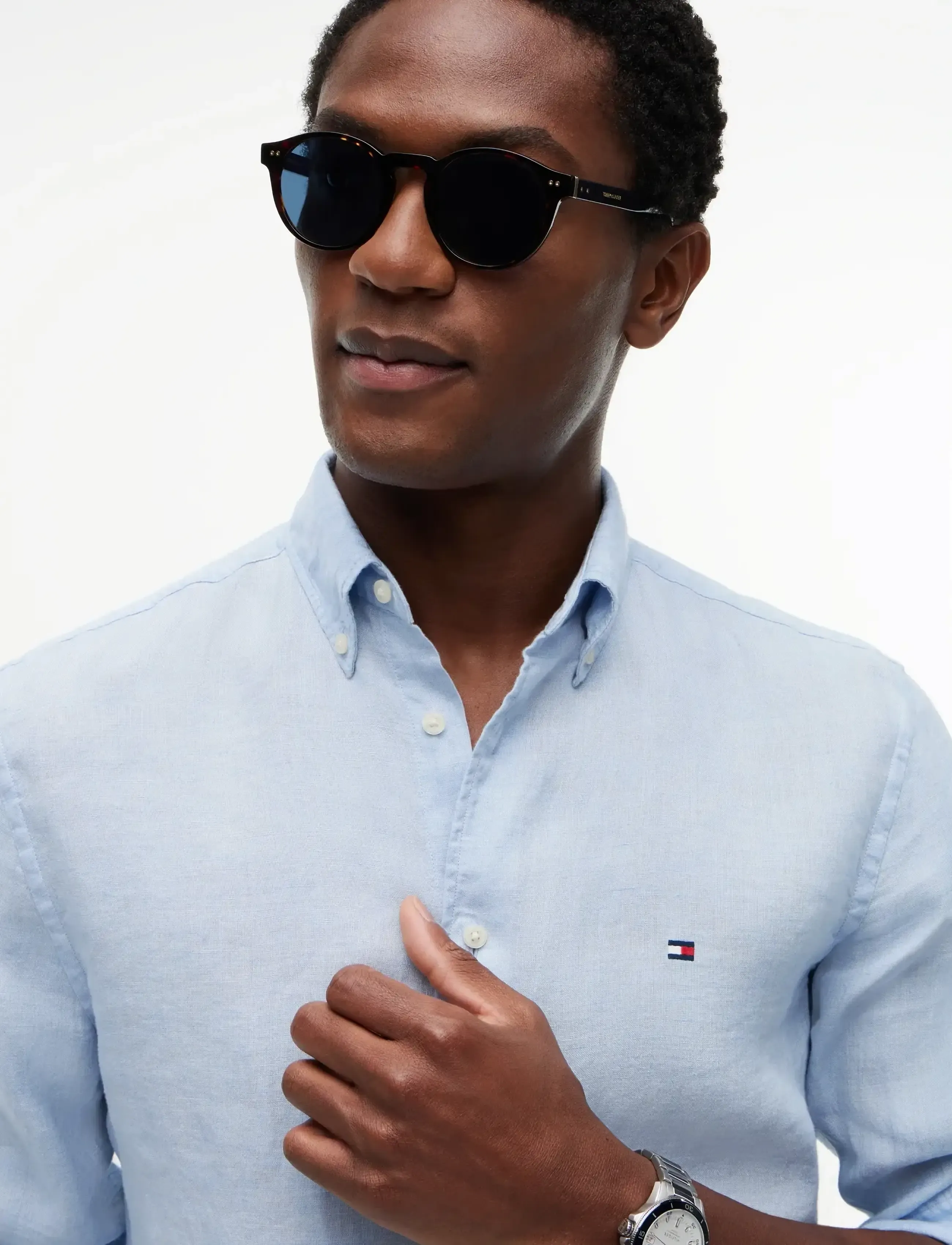 Tommy Hilfiger - PIGMENT DYED LI SOLID RF SHIRT - linen shirts - breezy blue - 3