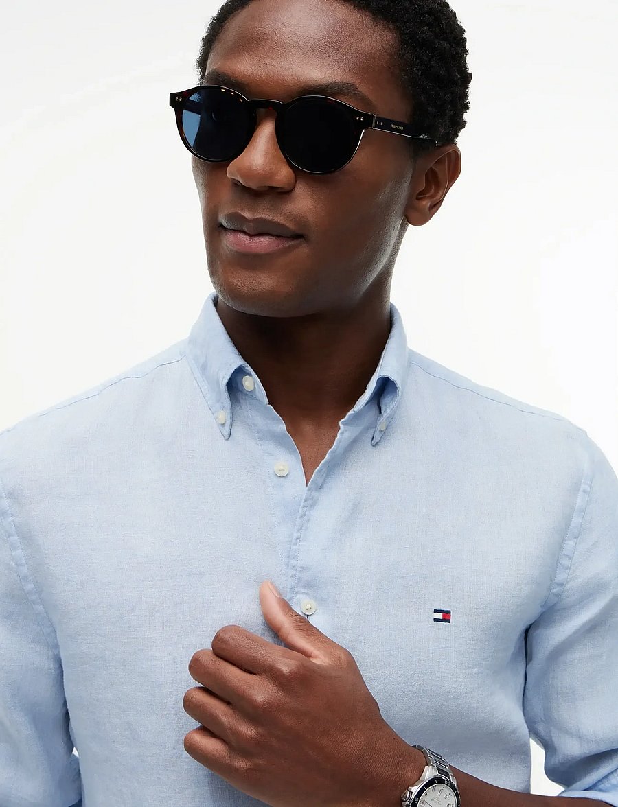 Tommy Hilfiger - PIGMENT DYED LI SOLID RF SHIRT - leinenhemden - breezy blue - 3