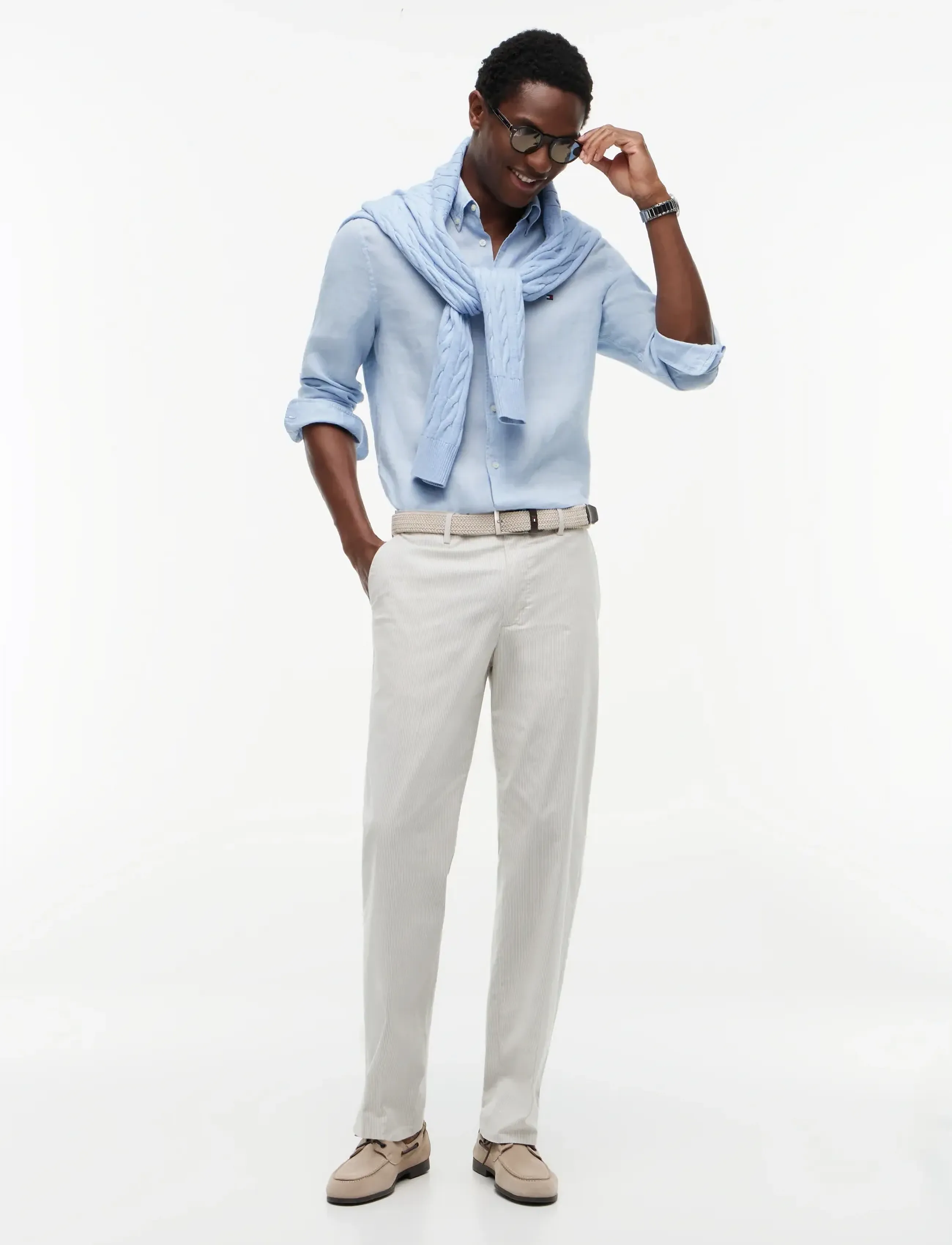 Tommy Hilfiger - PIGMENT DYED LI SOLID RF SHIRT - linen shirts - breezy blue - 4