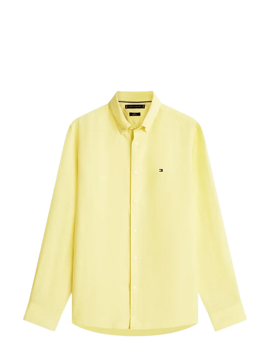 Tommy Hilfiger - PIGMENT DYED LI SOLID RF SHIRT - linased särgid - citronella - 1