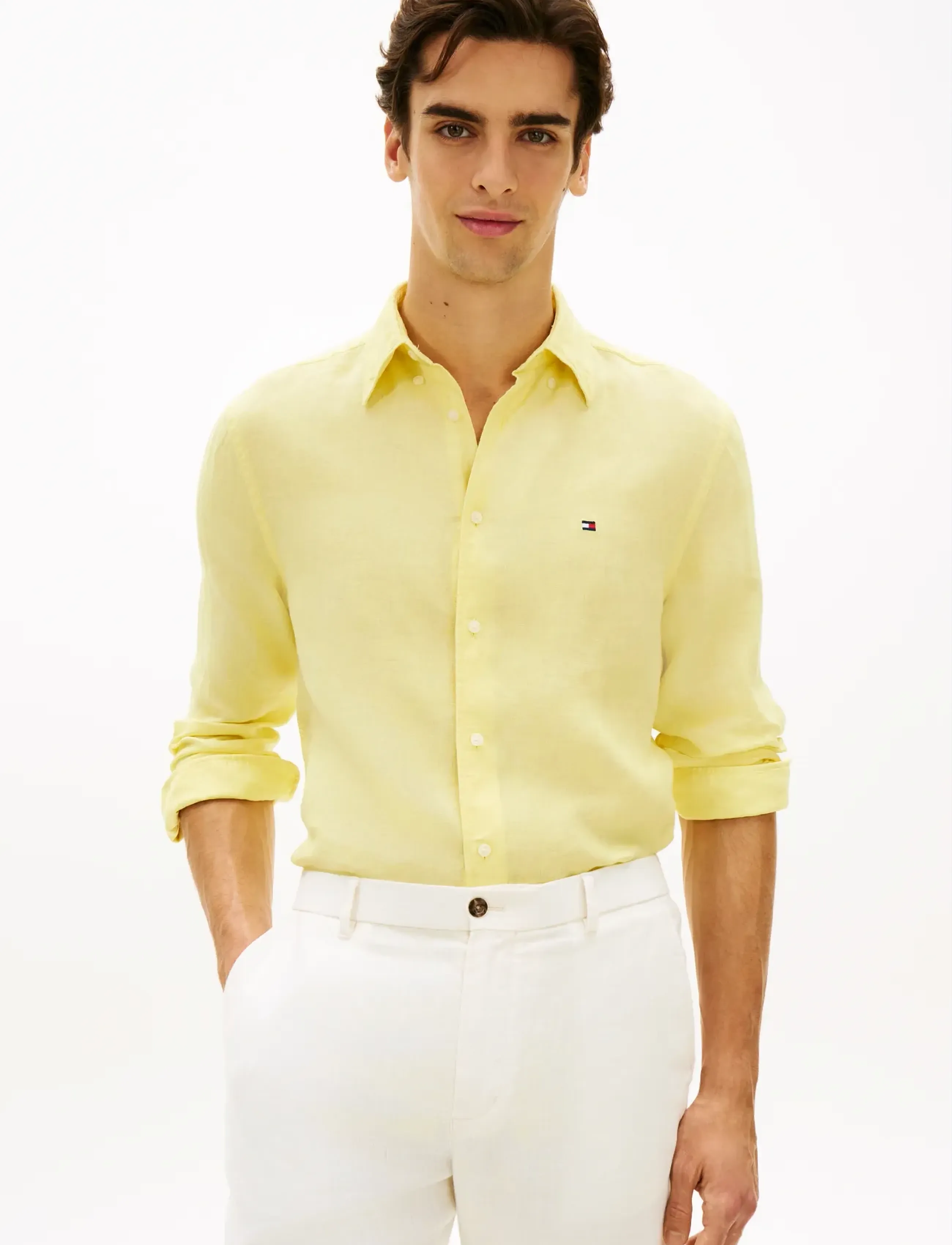 Tommy Hilfiger PIGMENT DYED LI SOLID RF SHIRT - Tommy Hilfiger - CITRONELLA / yellow