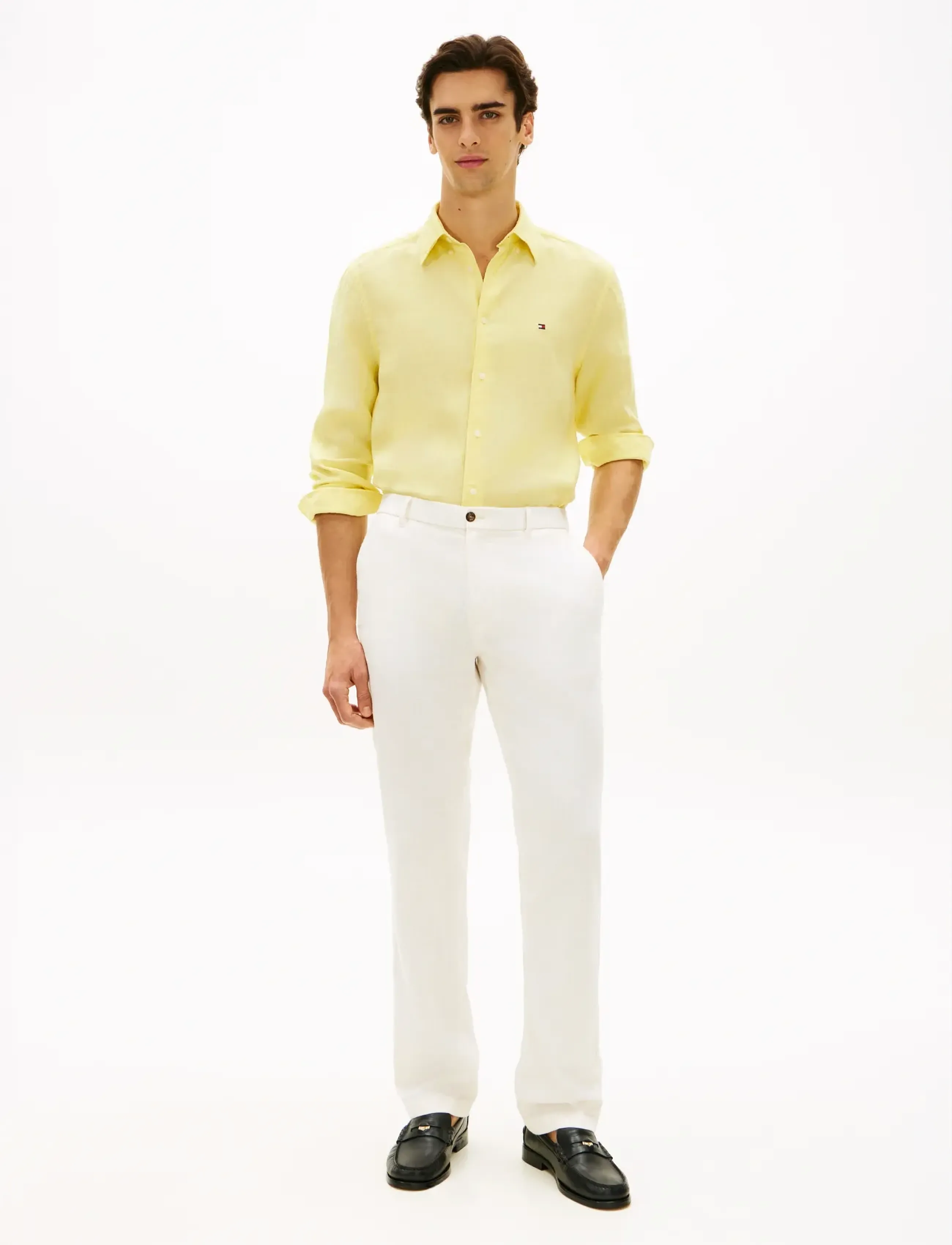 Tommy Hilfiger - PIGMENT DYED LI SOLID RF SHIRT - linneskjortor - citronella - 3