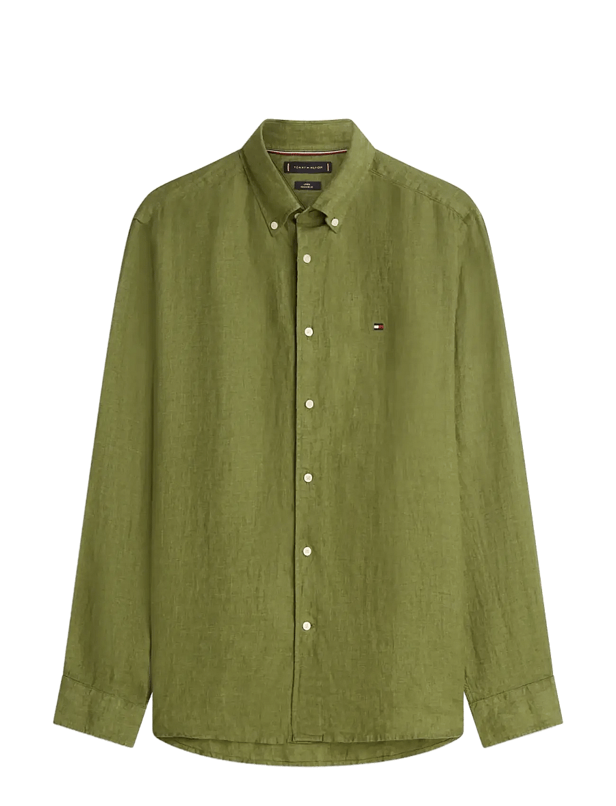 Tommy Hilfiger - PIGMENT DYED LI SOLID RF SHIRT - leinenhemden - dark artichoke - 1
