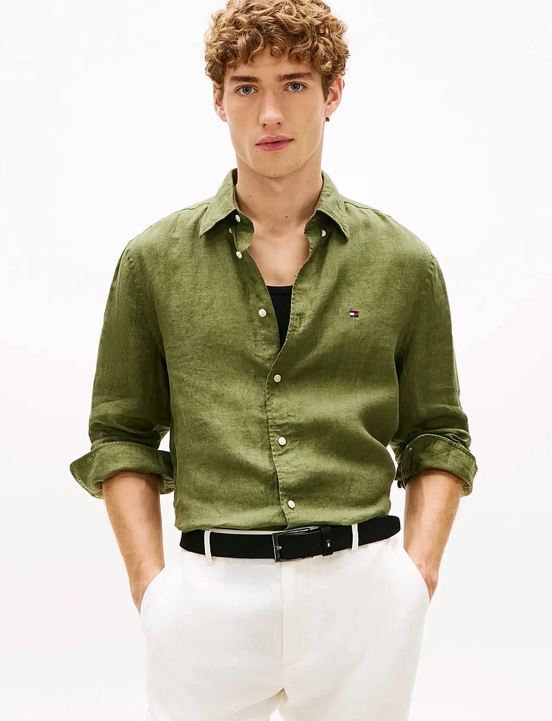 Tommy Hilfiger - PIGMENT DYED LI SOLID RF SHIRT - hørskjorter - dark artichoke - 0