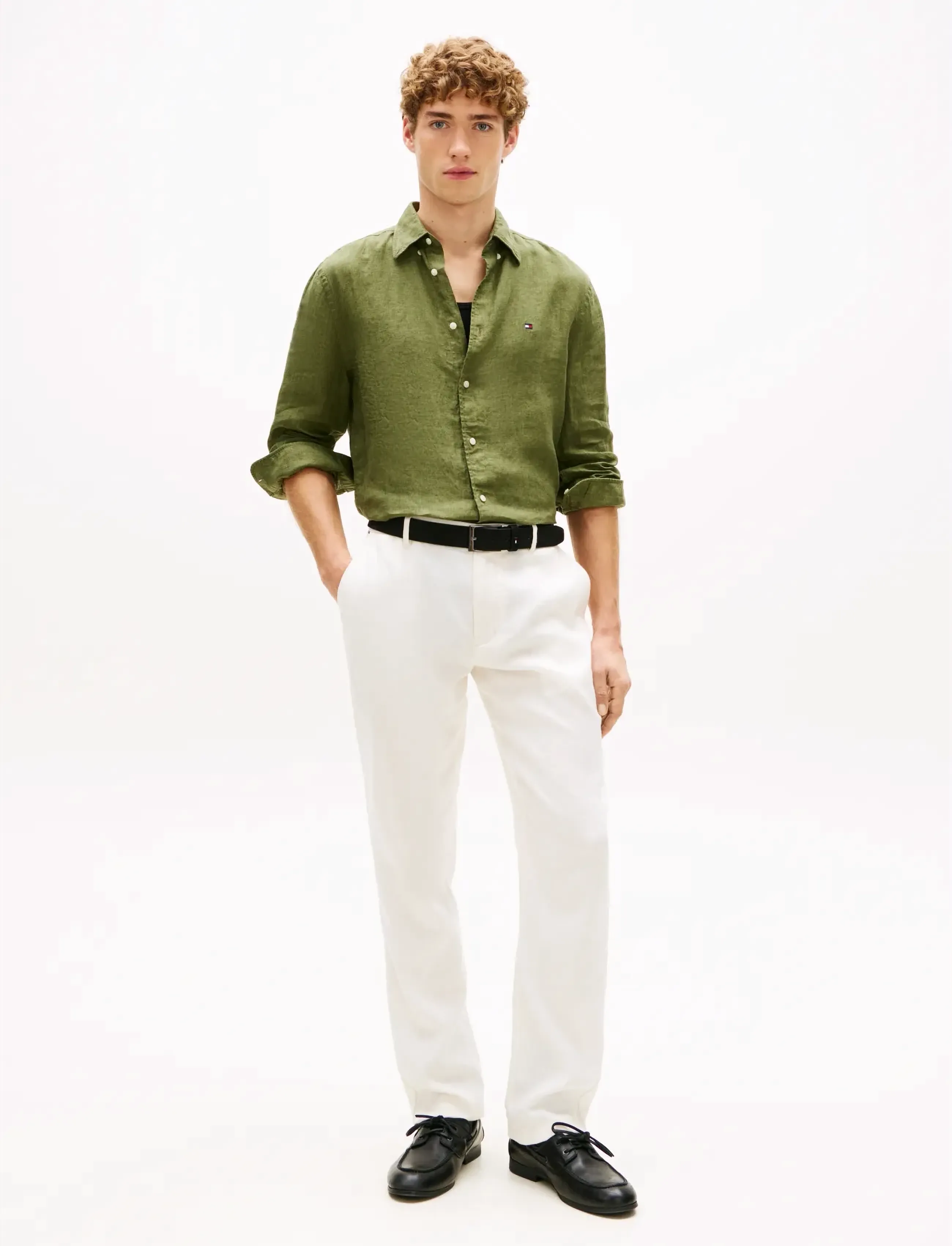 Tommy Hilfiger - PIGMENT DYED LI SOLID RF SHIRT - linneskjortor - dark artichoke - 3