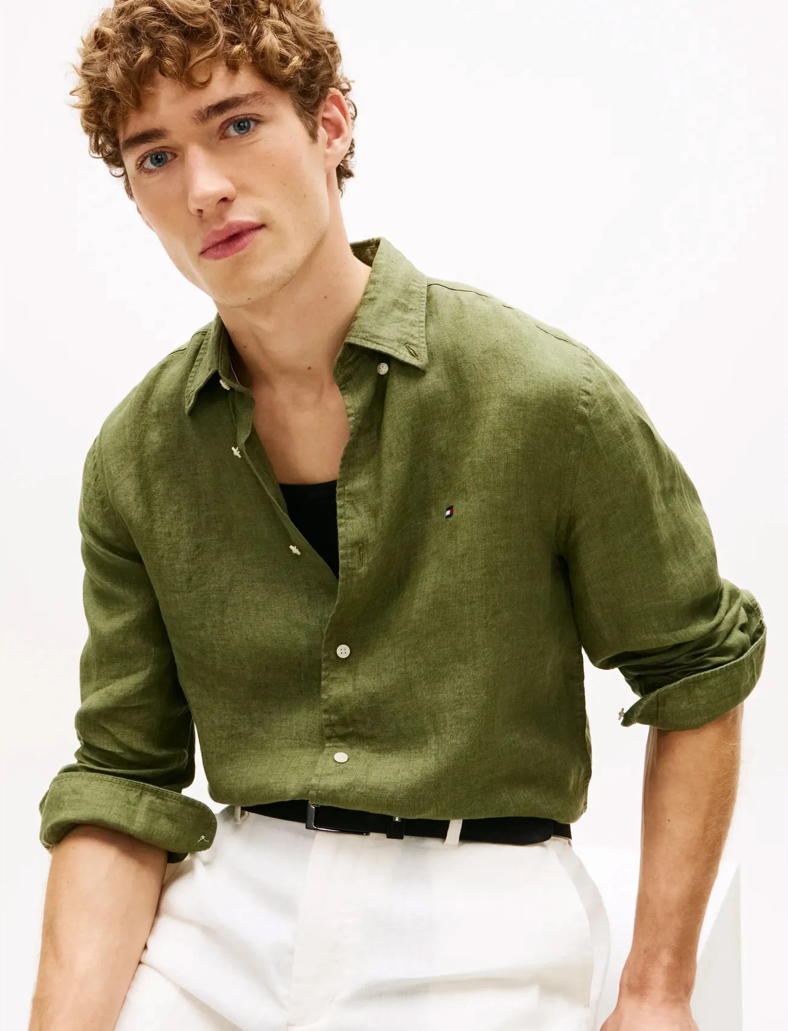 Tommy Hilfiger - PIGMENT DYED LI SOLID RF SHIRT - linneskjortor - dark artichoke - 4