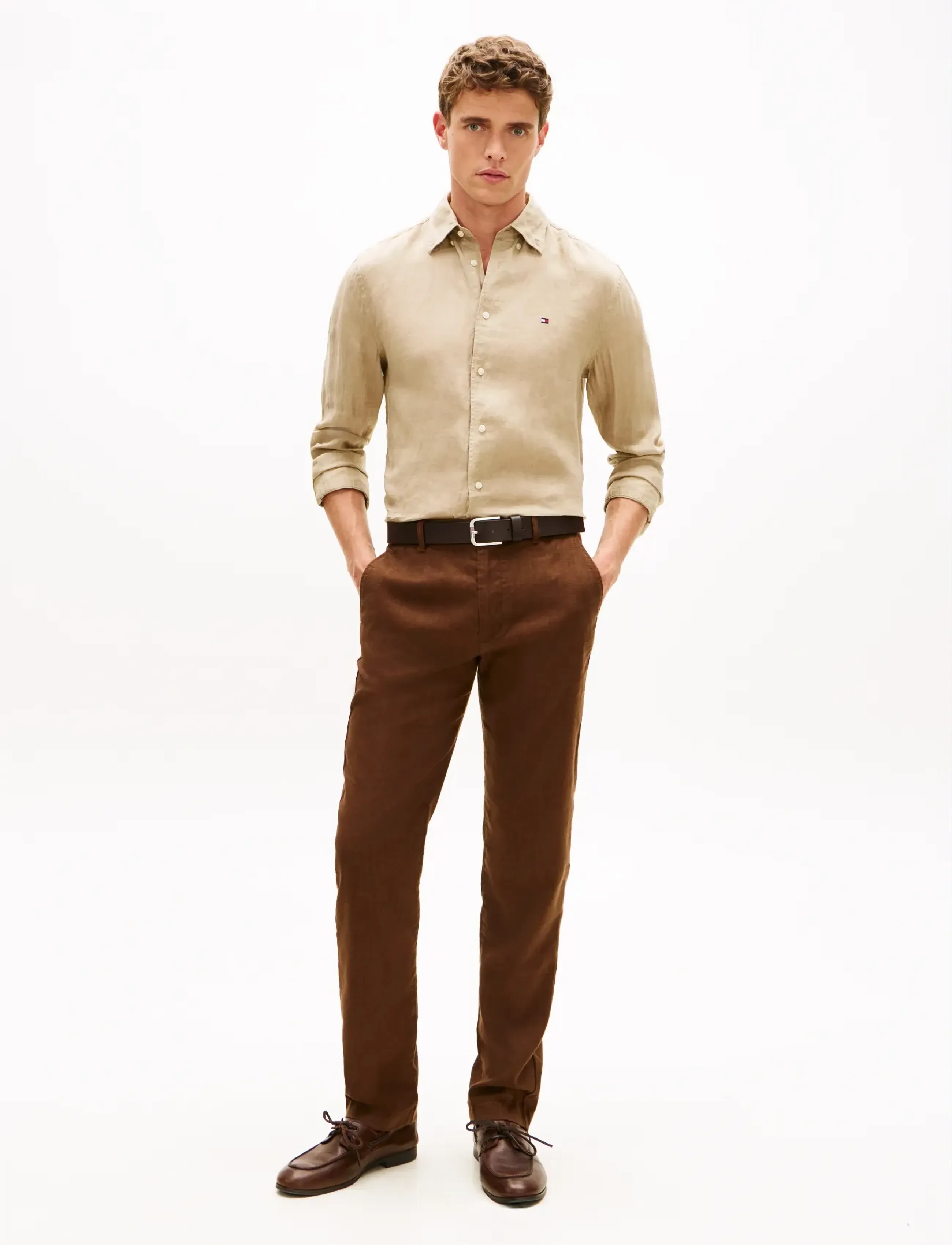 Tommy Hilfiger - PIGMENT DYED LI SOLID RF SHIRT - linneskjortor - sandalwood - 3