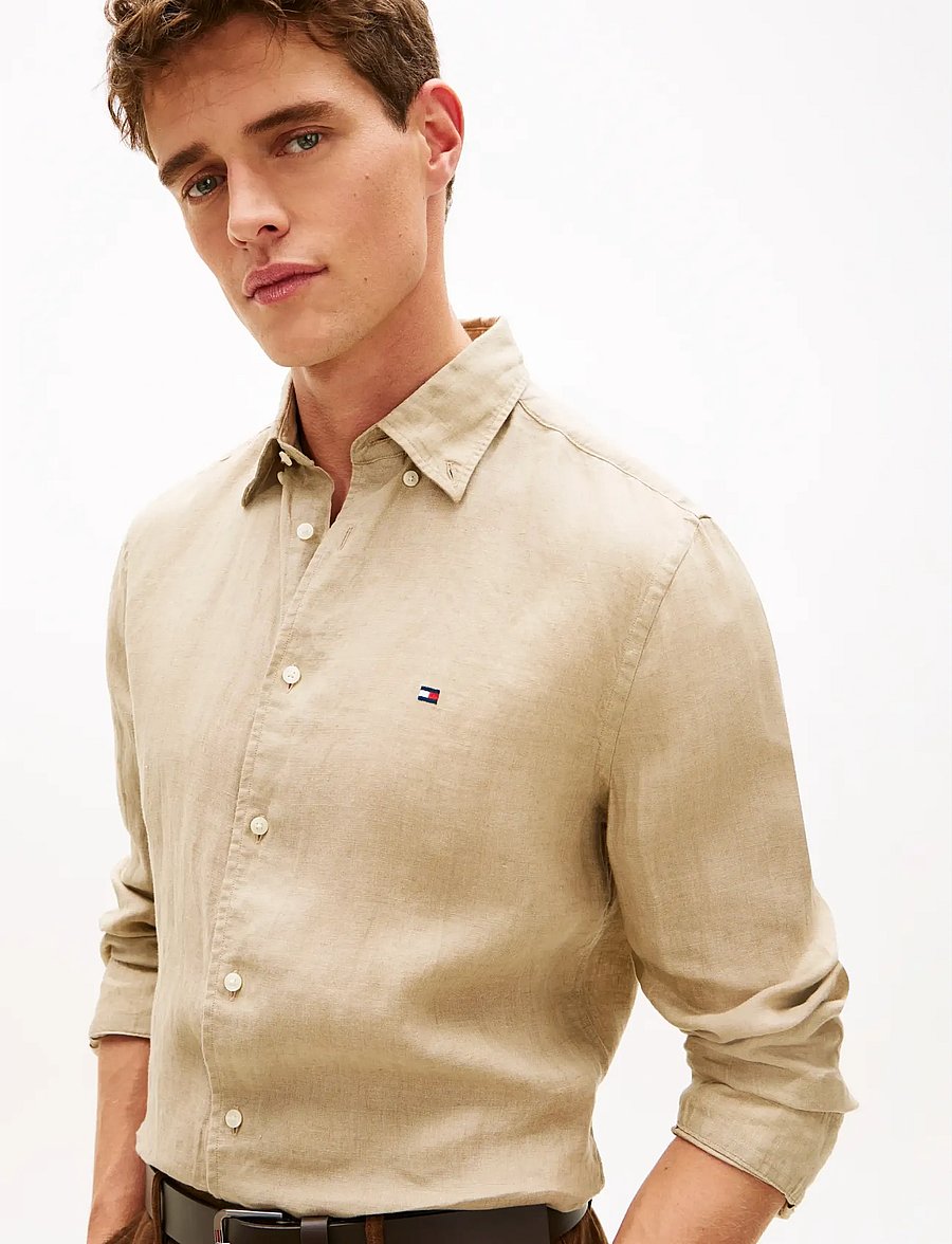 Tommy Hilfiger - PIGMENT DYED LI SOLID RF SHIRT - linased särgid - sandalwood - 4