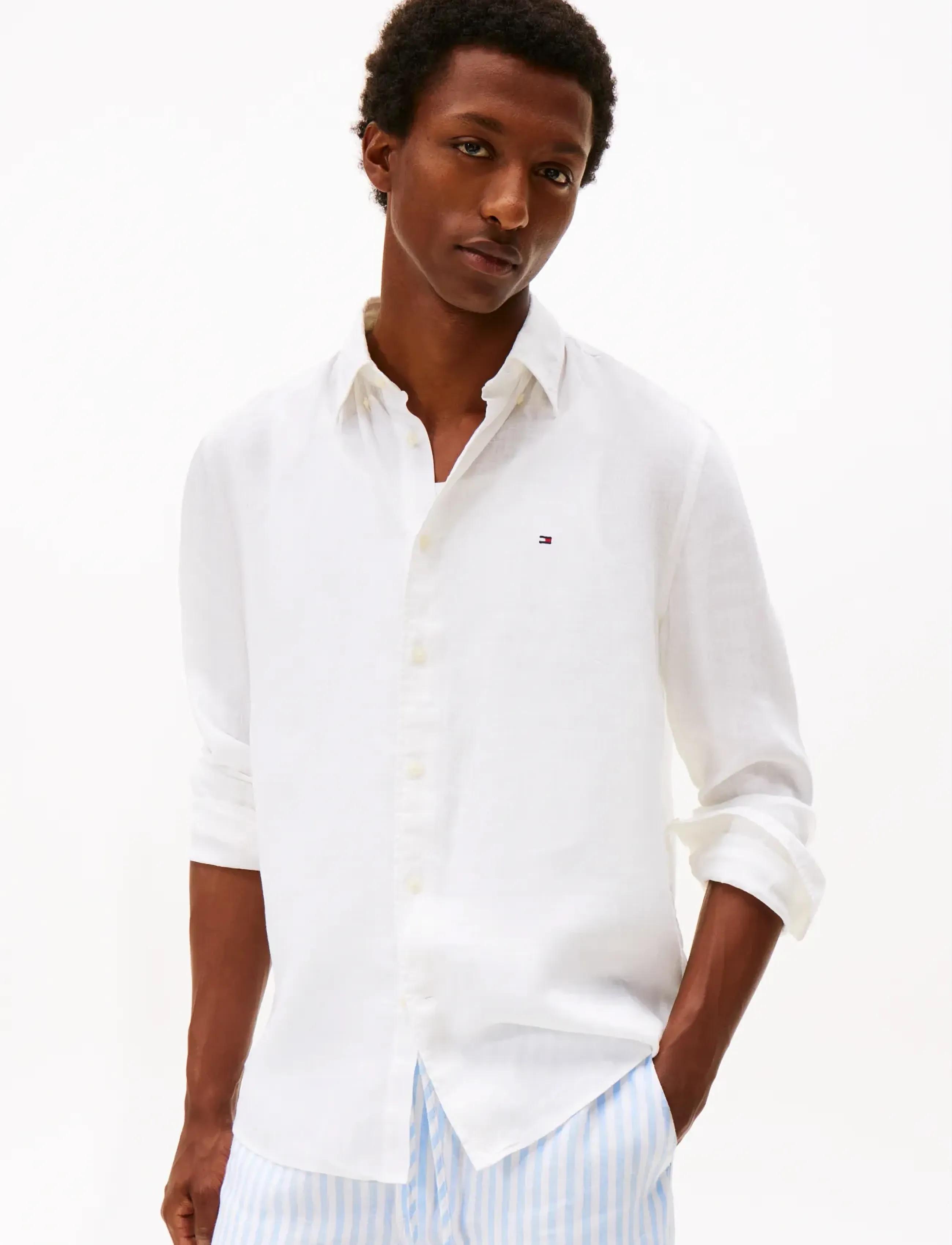 Tommy Hilfiger PIGMENT DYED LI SOLID RF SHIRT - Tommy Hilfiger - WHITE / white