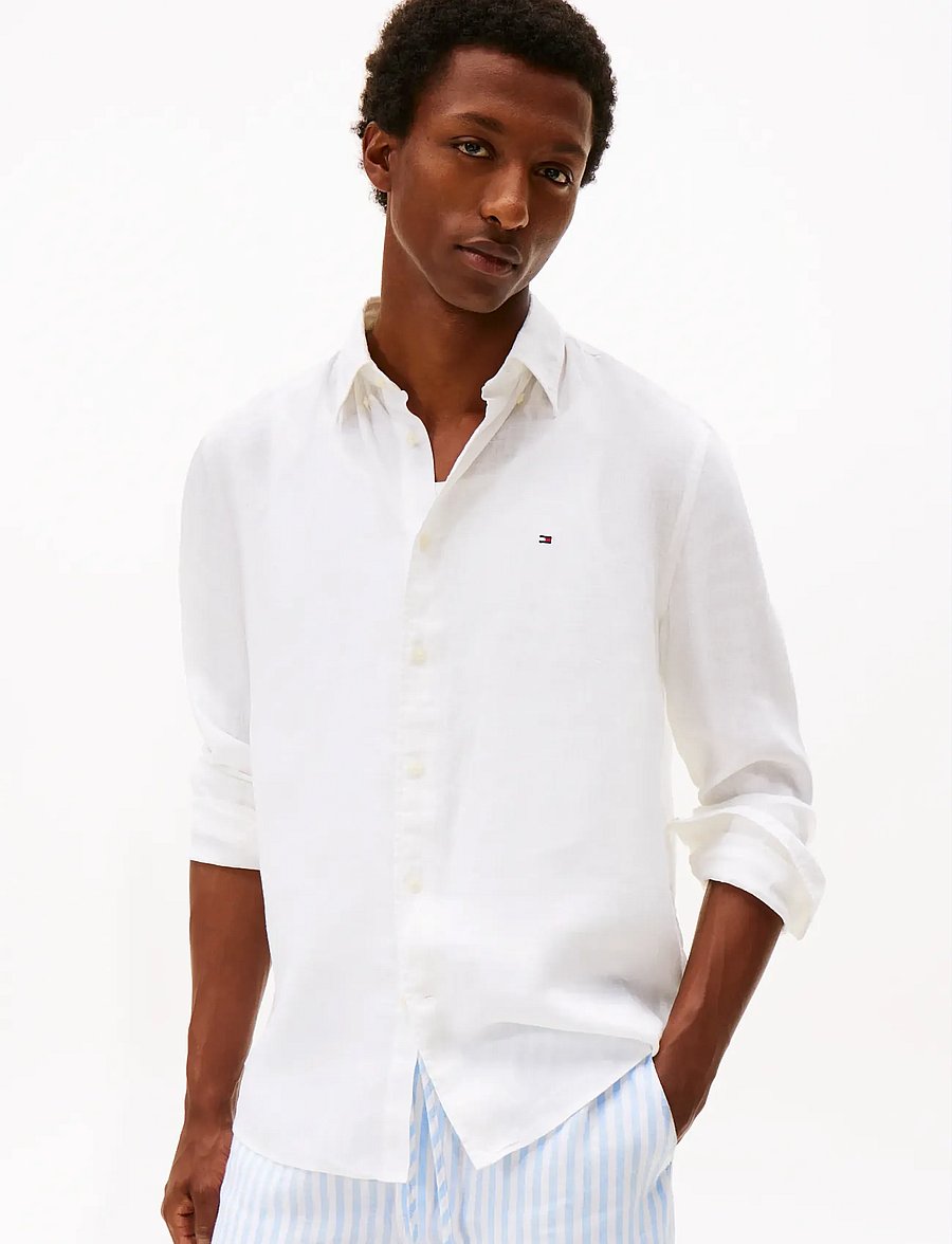 Tommy Hilfiger - PIGMENT DYED LI SOLID RF SHIRT - leinenhemden - white - 0