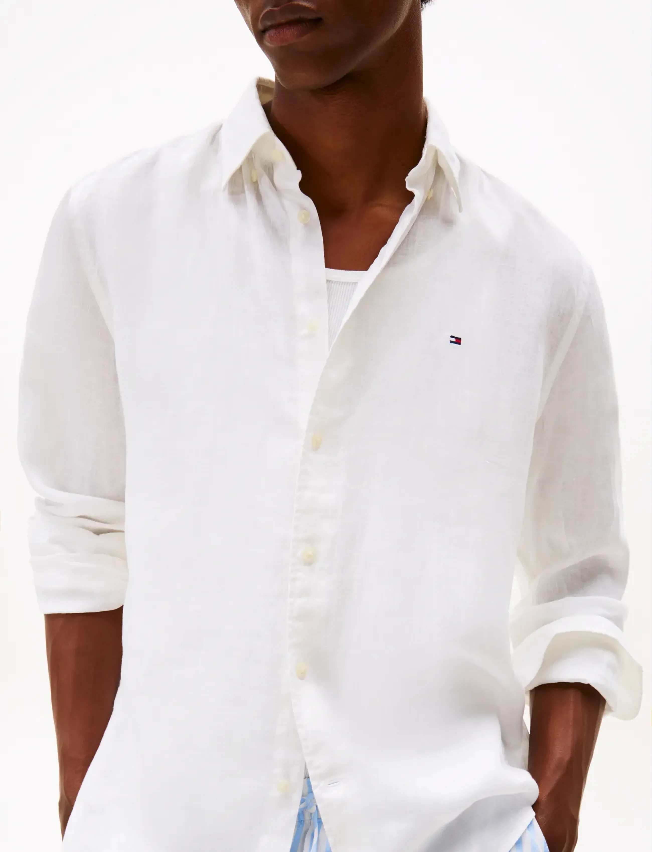 Tommy Hilfiger - PIGMENT DYED LI SOLID RF SHIRT - linen shirts - white - 4