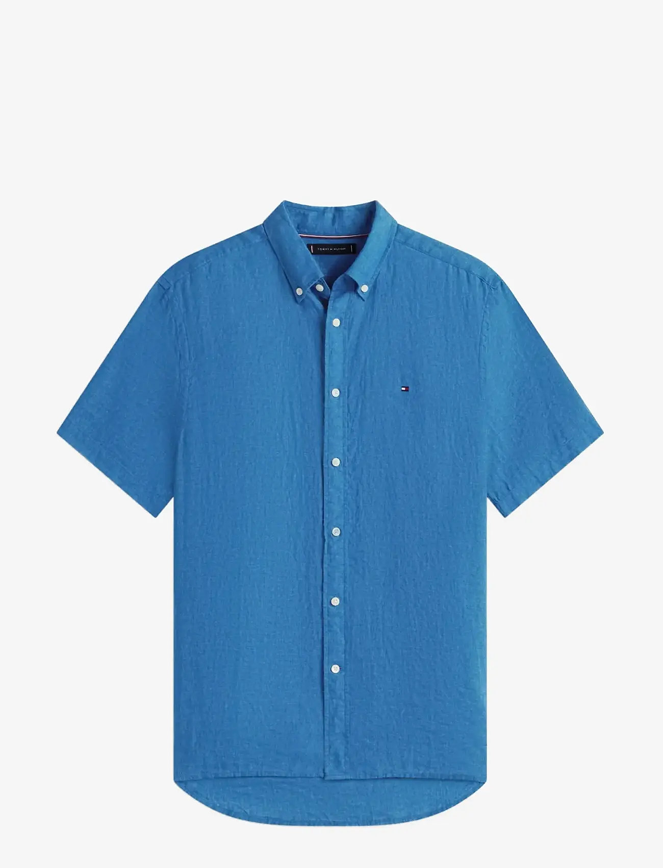 Tommy Hilfiger - PIGMENT DYED LINEN RF SHIRT S/S - kortärmade skjortor - blue orbit - 1