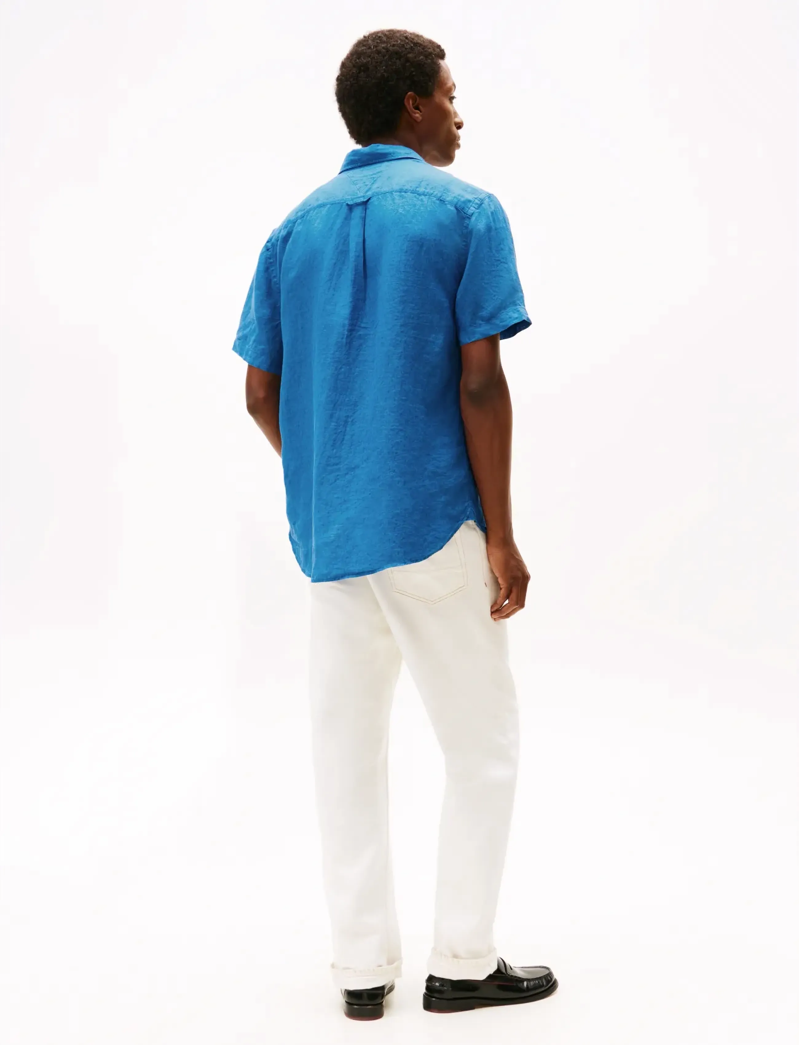Tommy Hilfiger - PIGMENT DYED LINEN RF SHIRT S/S - kortærmede skjorter - blue orbit - 2