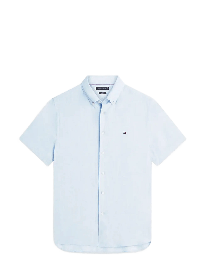 Tommy Hilfiger - PIGMENT DYED LINEN RF SHIRT S/S - kortärmade skjortor - breezy blue - 1