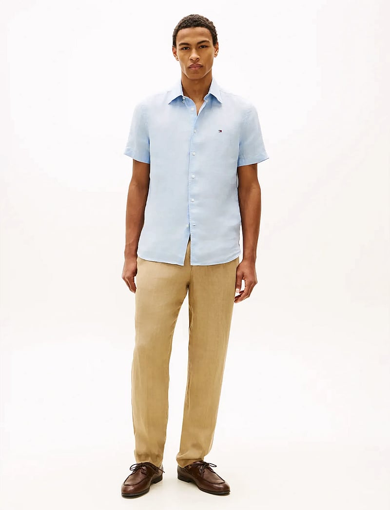 Tommy Hilfiger - PIGMENT DYED LINEN RF SHIRT S/S - kortärmade skjortor - breezy blue - 3