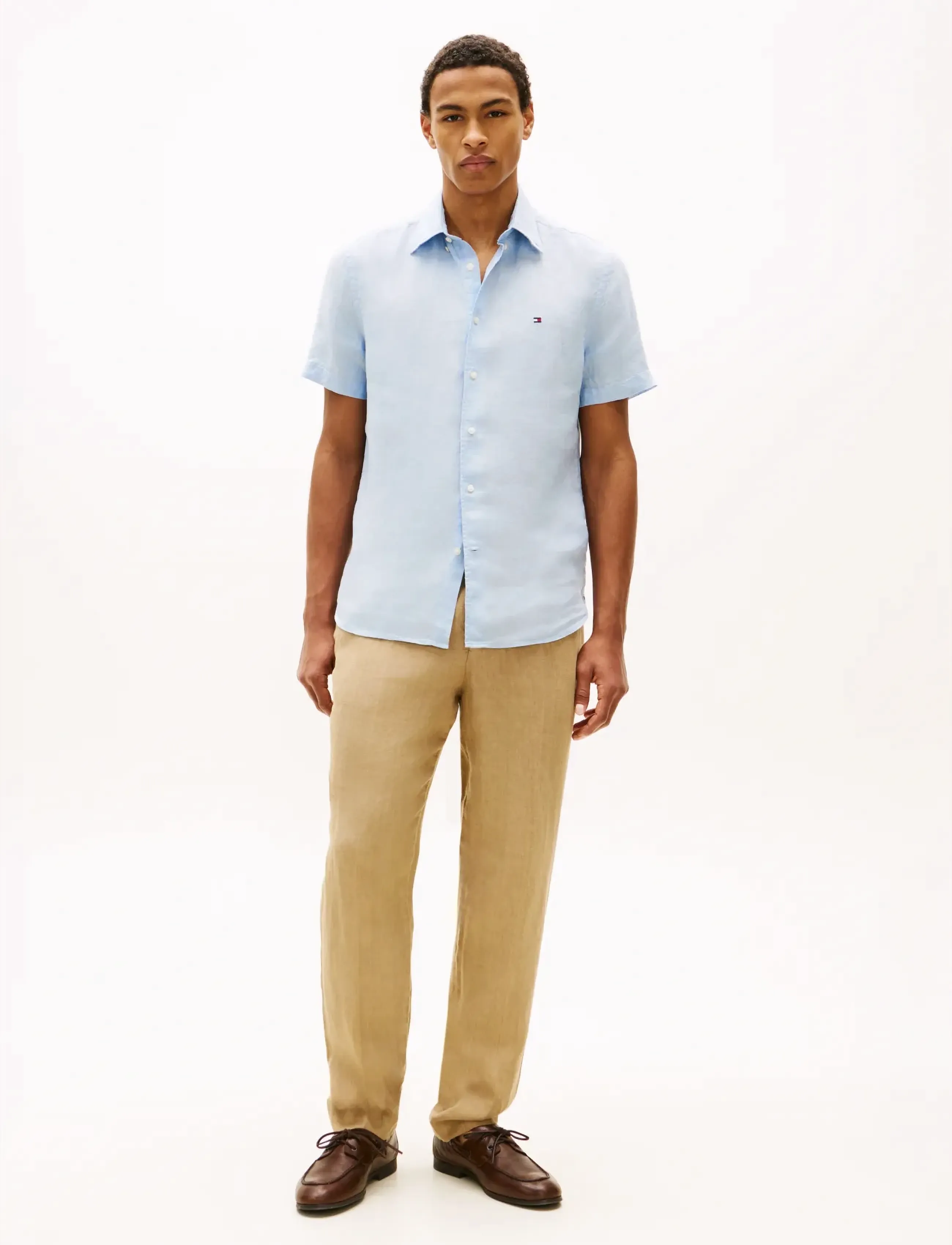 Tommy Hilfiger - PIGMENT DYED LINEN RF SHIRT S/S - kortærmede skjorter - breezy blue - 3