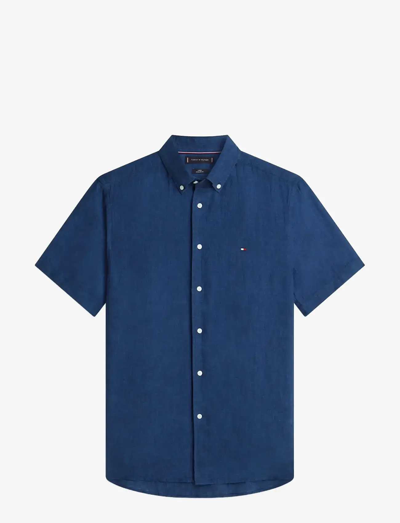 Tommy Hilfiger - PIGMENT DYED LINEN RF SHIRT S/S - kortärmade skjortor - carbon navy - 1