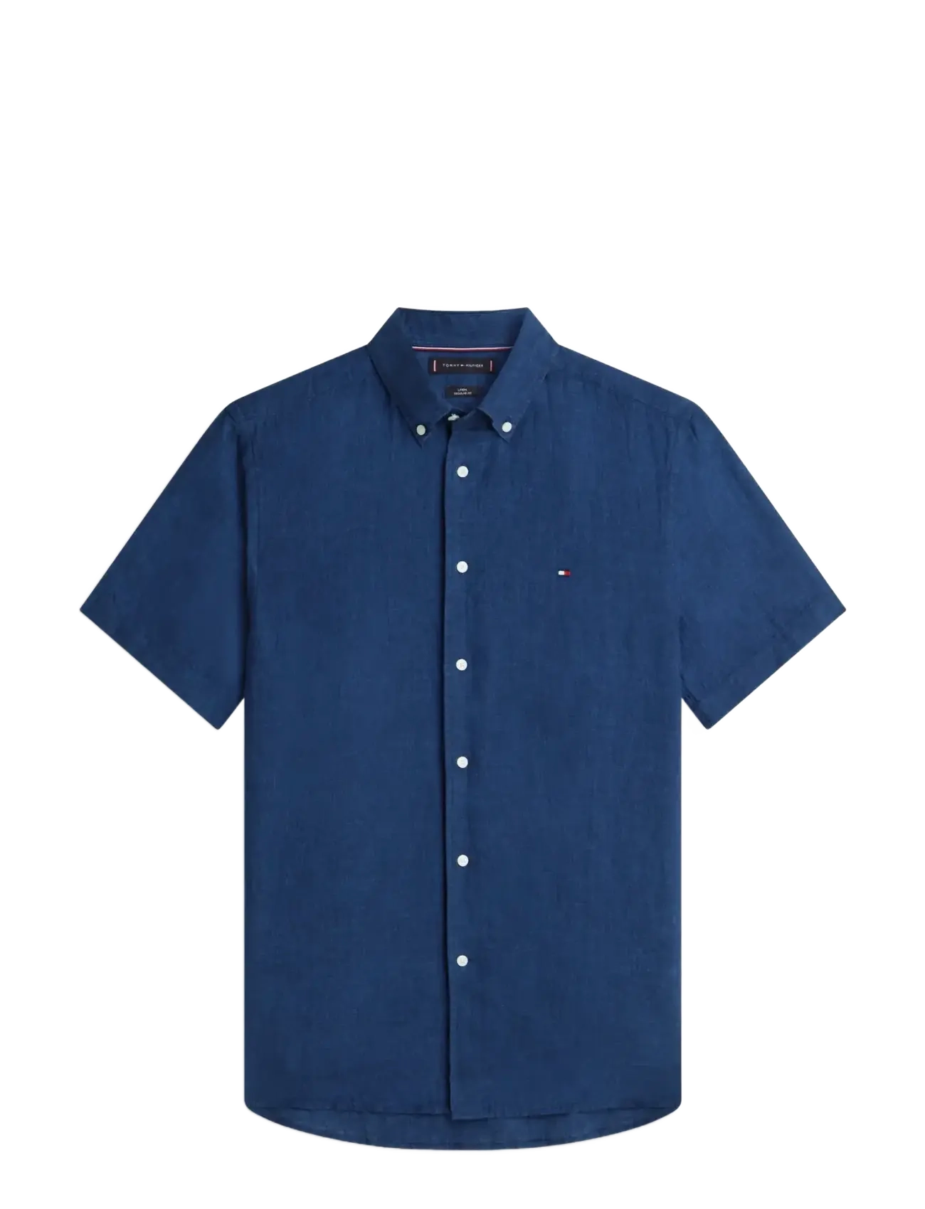 Tommy Hilfiger PIGMENT DYED LINEN RF SHIRT S/S - Särgid - CARBON NAVY / navy