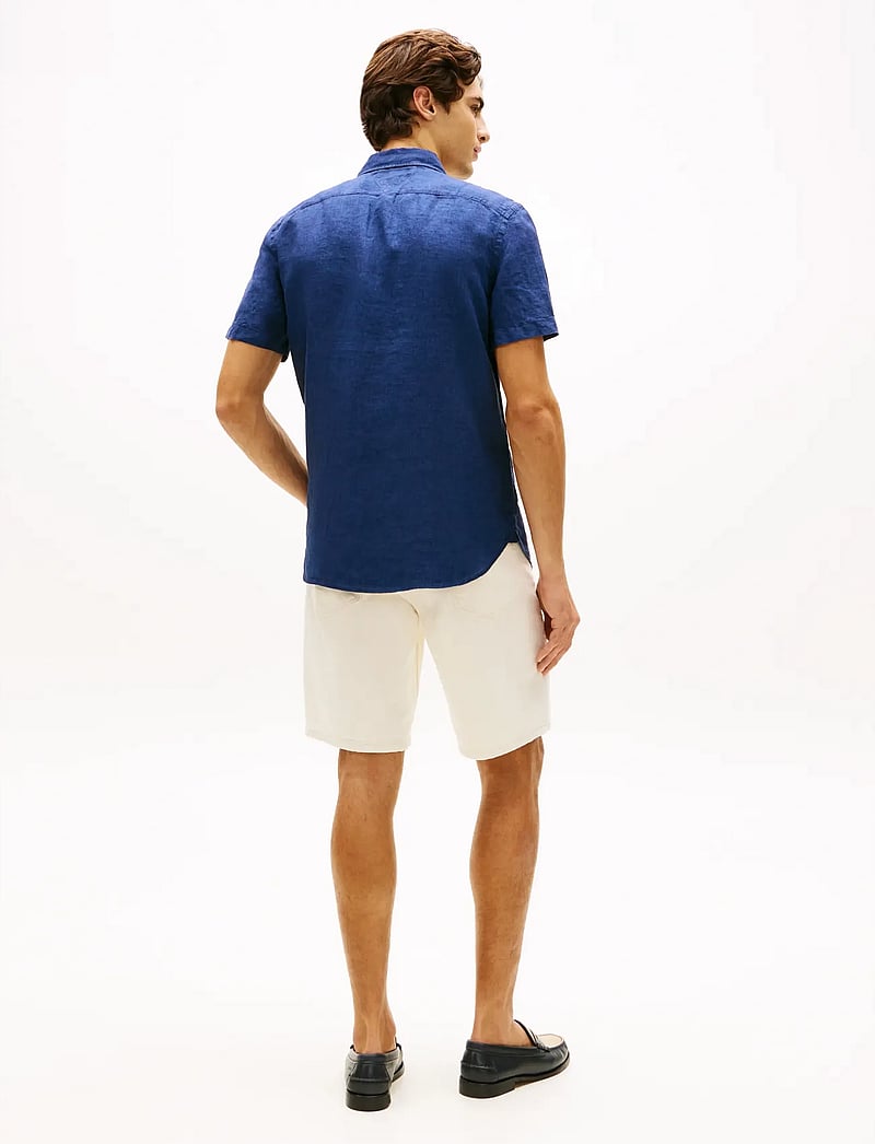 Tommy Hilfiger - PIGMENT DYED LINEN RF SHIRT S/S - kortärmade skjortor - carbon navy - 2