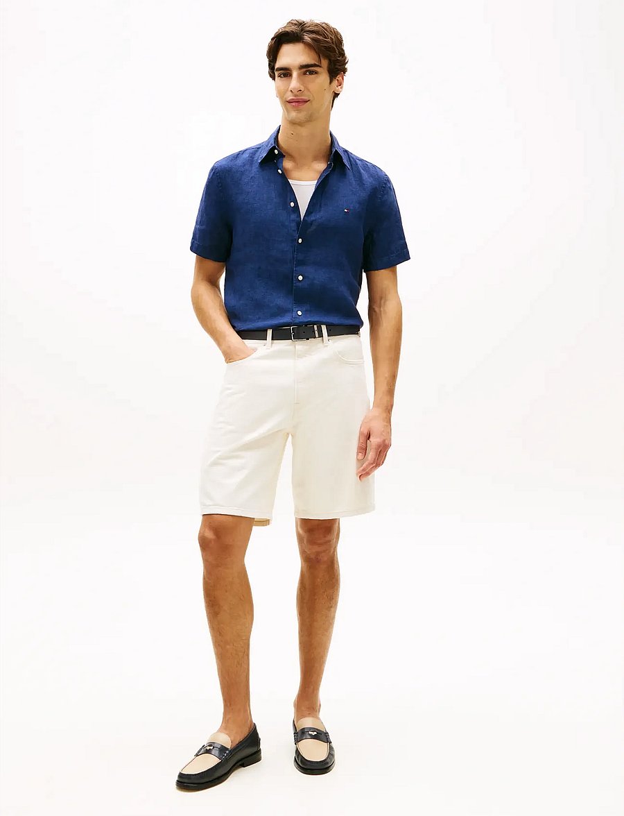 Tommy Hilfiger - PIGMENT DYED LINEN RF SHIRT S/S - kurzarmhemden - carbon navy - 3