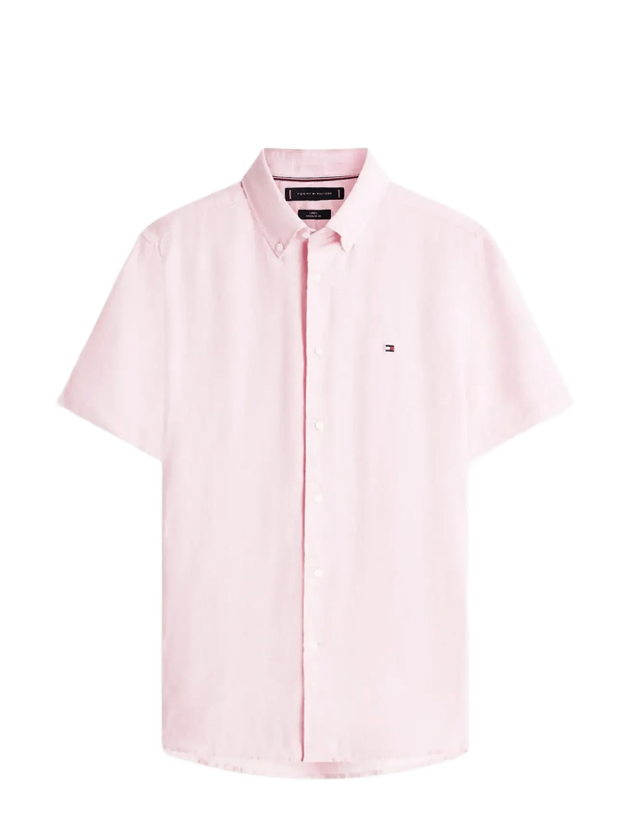 Tommy Hilfiger - PIGMENT DYED LINEN RF SHIRT S/S - kurzarmhemden - classic pink - 1