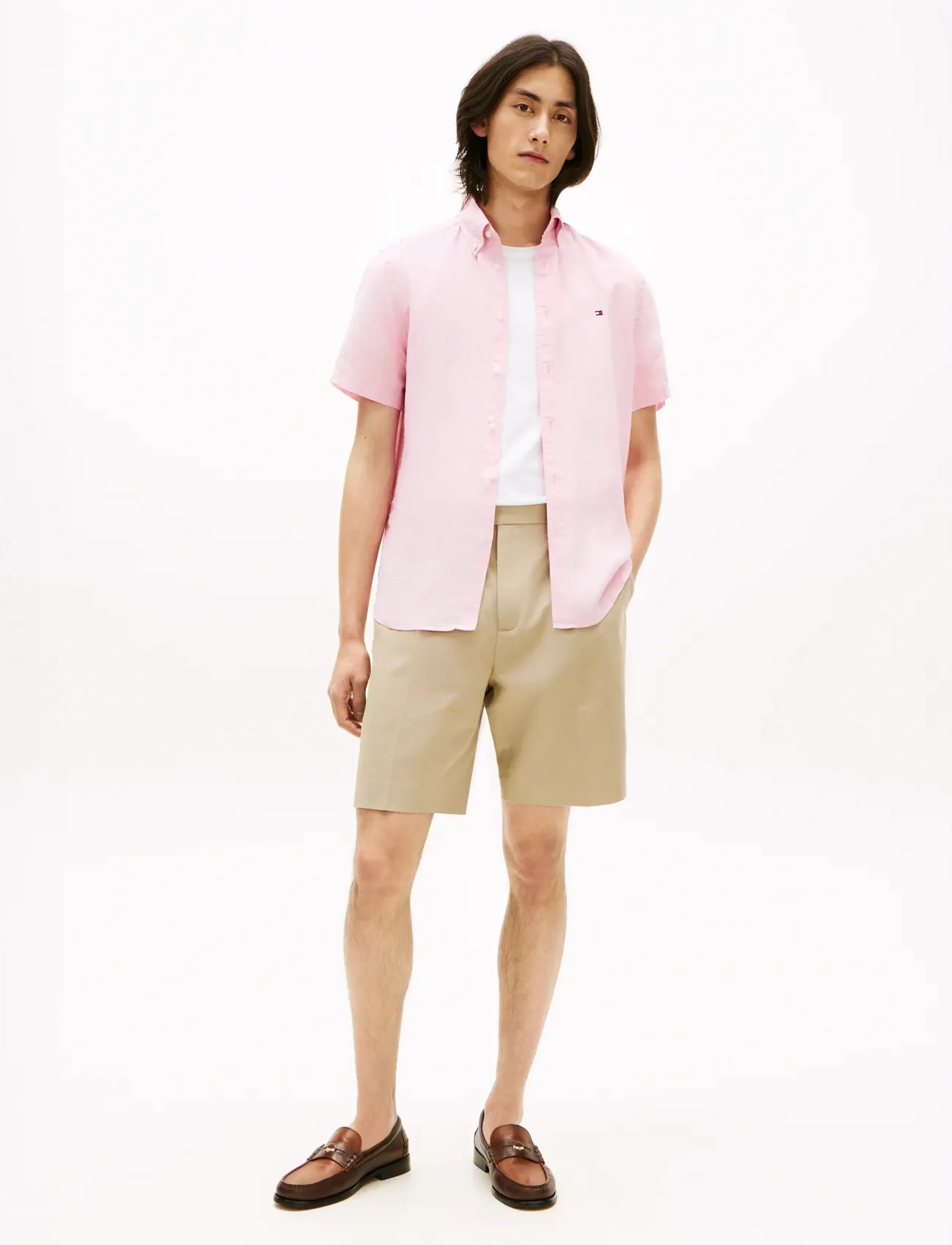 Tommy Hilfiger - PIGMENT DYED LINEN RF SHIRT S/S - kortærmede skjorter - classic pink - 3