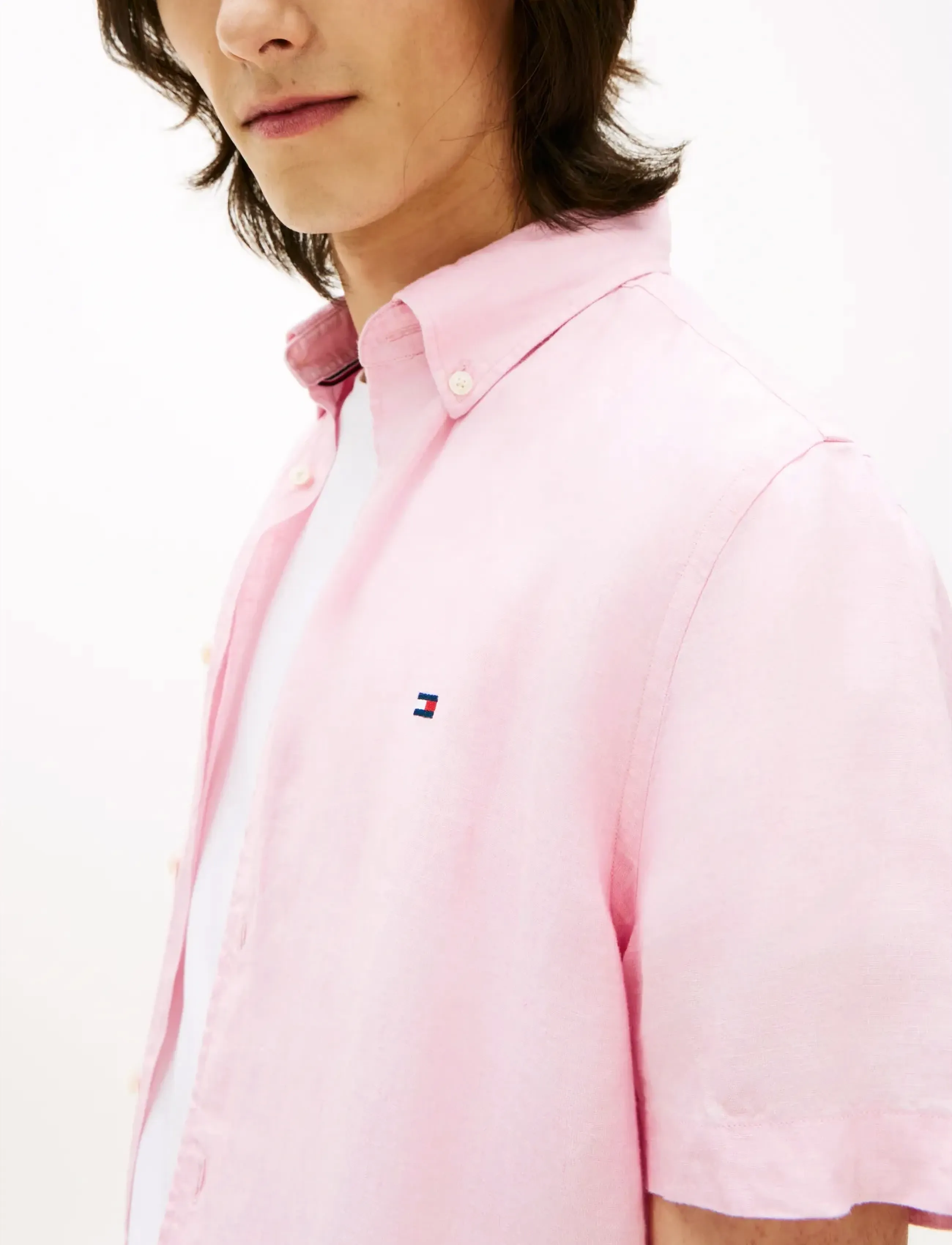 Tommy Hilfiger - PIGMENT DYED LINEN RF SHIRT S/S - kortærmede skjorter - classic pink - 4