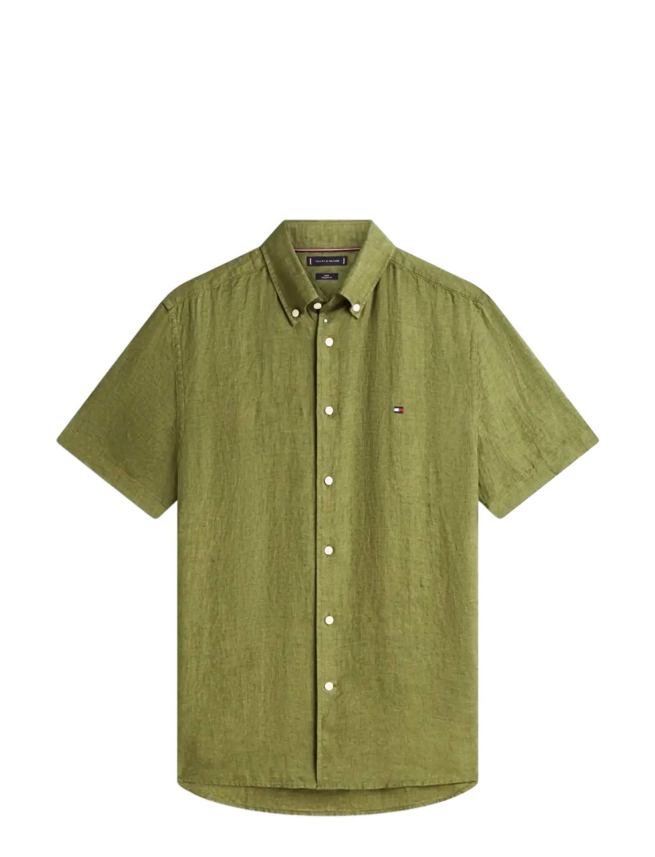 Tommy Hilfiger PIGMENT DYED LINEN RF SHIRT S/S - Särgid - DARK ARTICHOKE / green