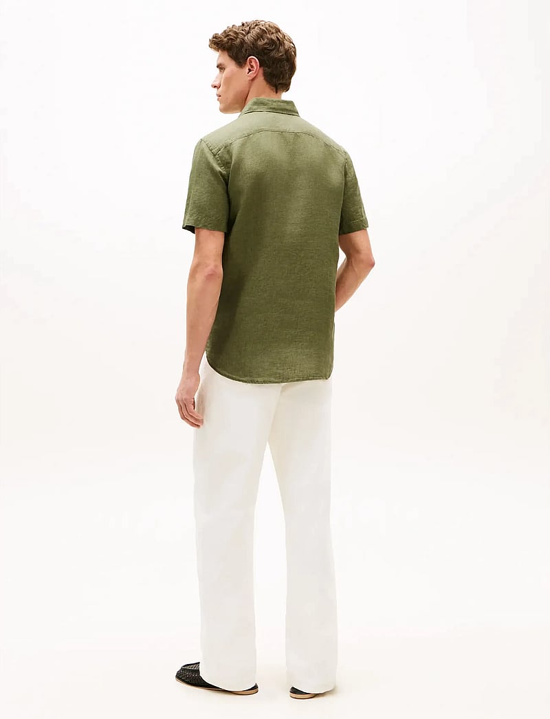 Tommy Hilfiger - PIGMENT DYED LINEN RF SHIRT S/S - kortärmade skjortor - dark artichoke - 2