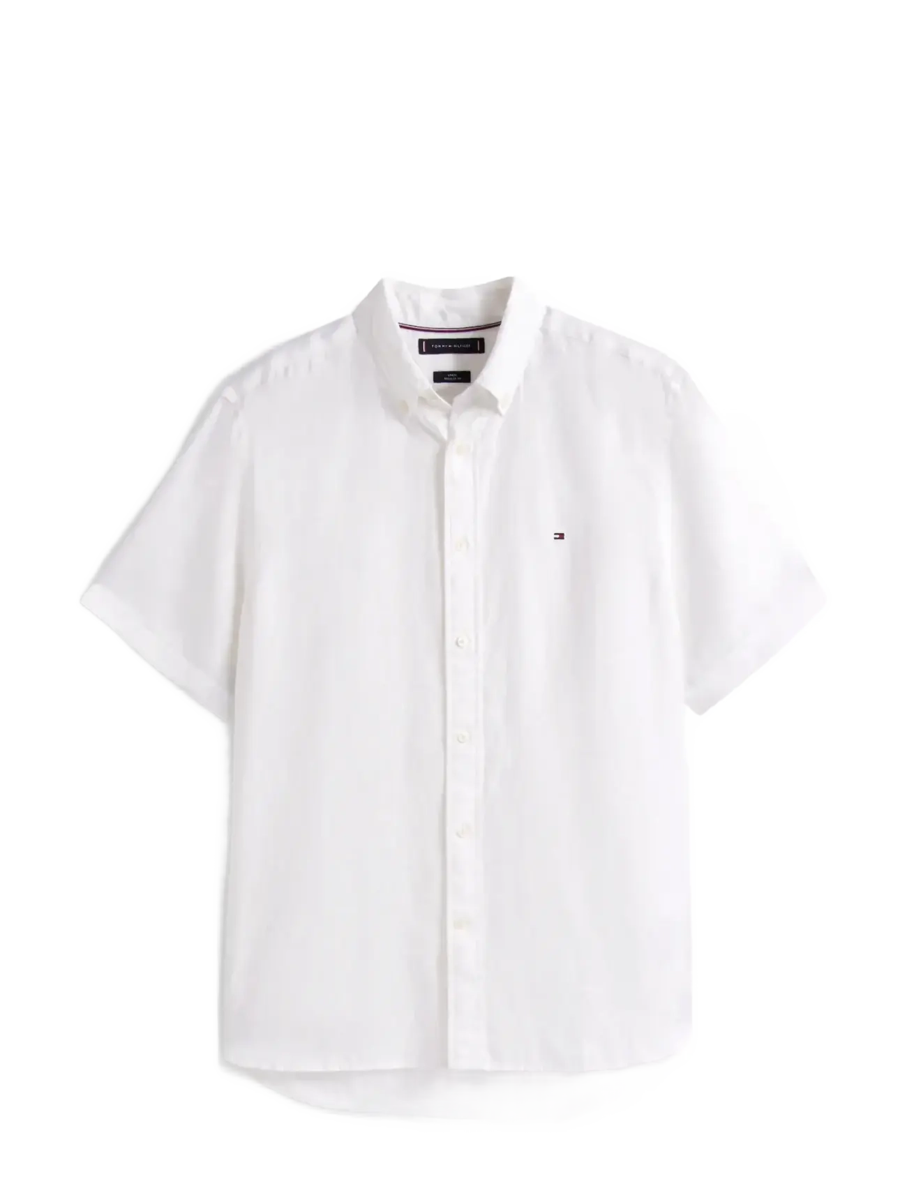 Tommy Hilfiger PIGMENT DYED LINEN RF SHIRT S/S - Särgid - WHITE / white
