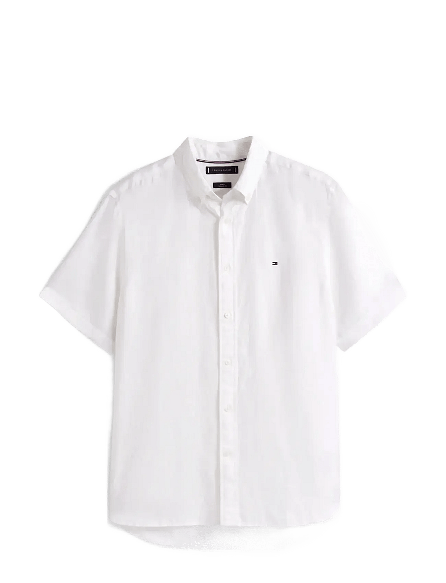 Tommy Hilfiger - PIGMENT DYED LINEN RF SHIRT S/S - kurzarmhemden - white - 1