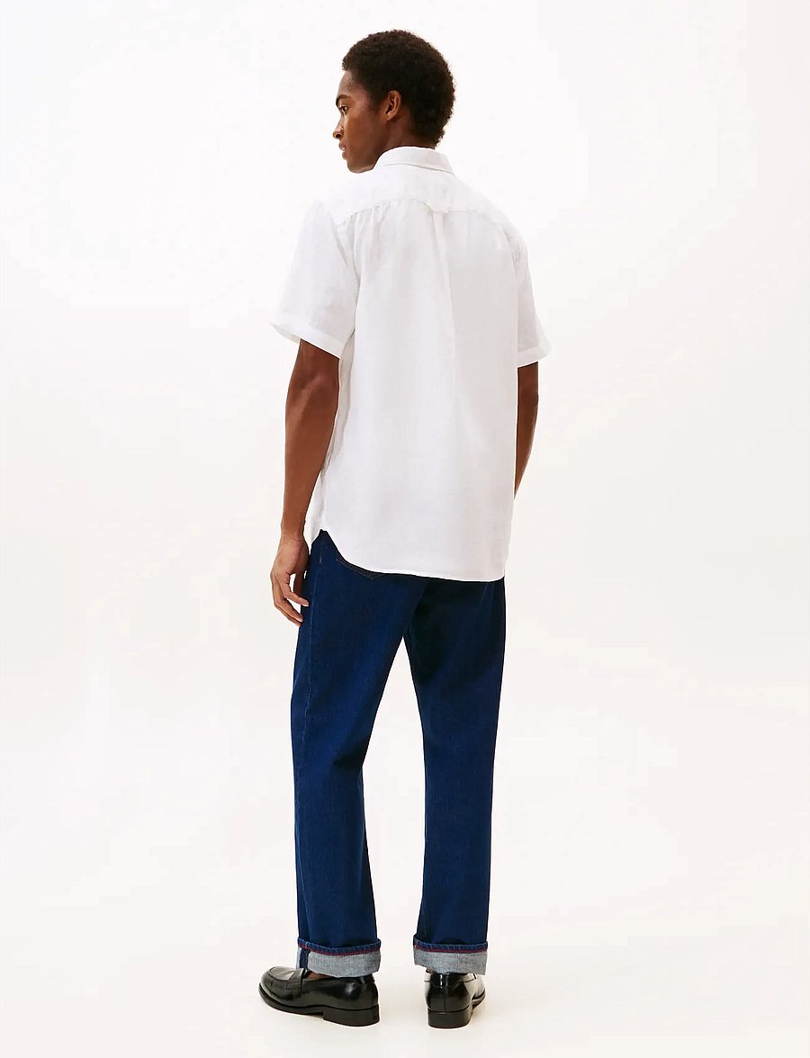 Tommy Hilfiger - PIGMENT DYED LINEN RF SHIRT S/S - kurzarmhemden - white - 2