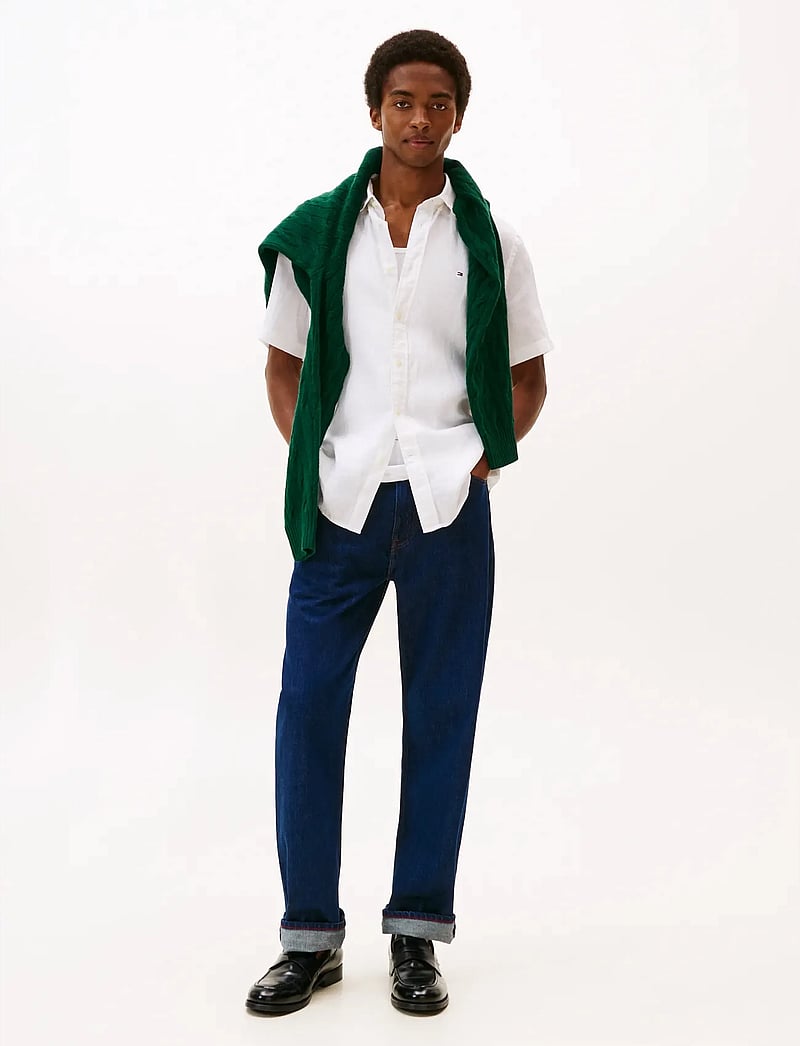 Tommy Hilfiger - PIGMENT DYED LINEN RF SHIRT S/S - kortärmade skjortor - white - 3