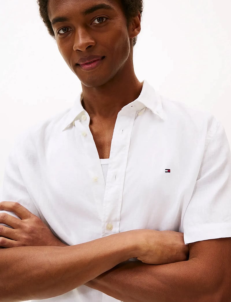 Tommy Hilfiger - PIGMENT DYED LINEN RF SHIRT S/S - kortärmade skjortor - white - 4