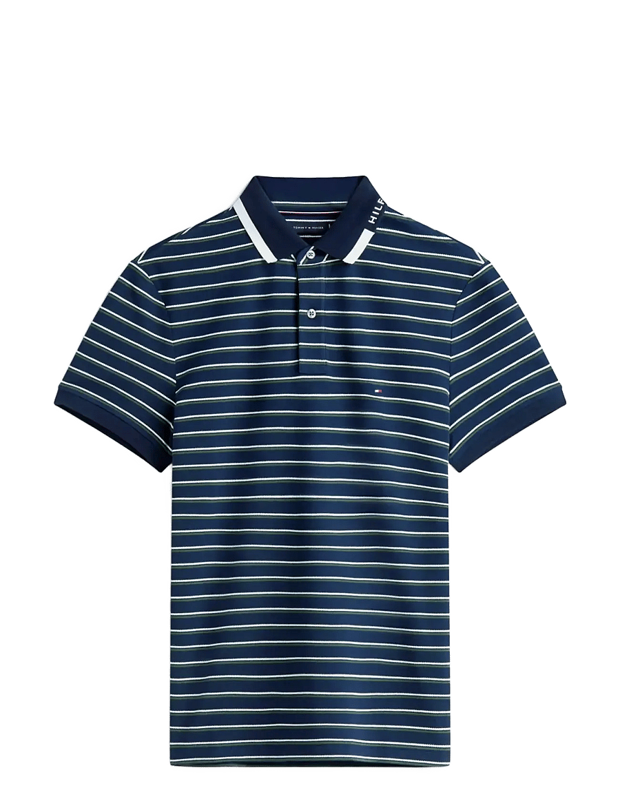 Tommy Hilfiger - PIQUE GRAFIC COLLAR REG POLO - kurzärmelig - dark night navy artic spruce - 1