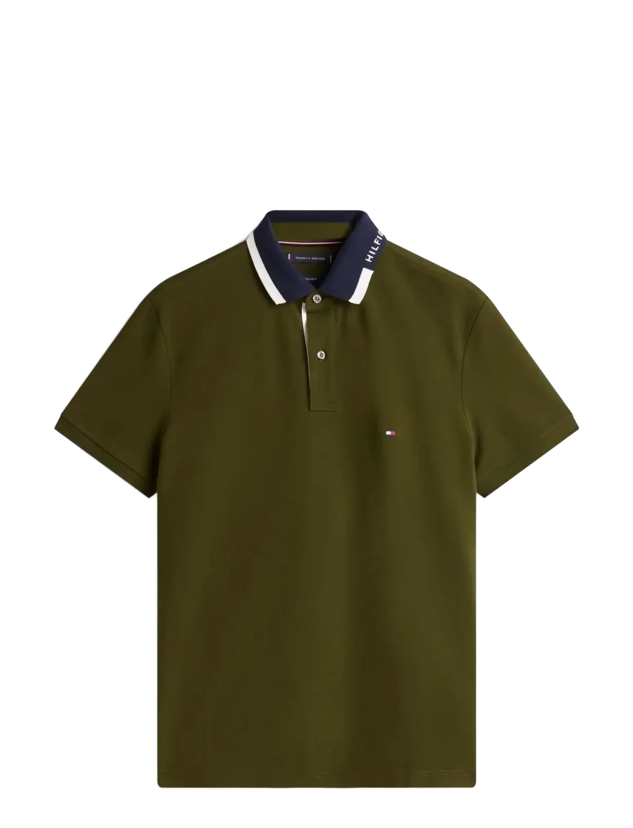TOMMY HILFIGER Pique Grafic Collar Reg Polo Khaki - S - Herren