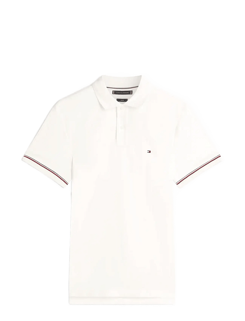 Tommy Hilfiger - LIQUID COTTON RWB CUFF SLIM POLO - kurzärmelig - ecru - 1