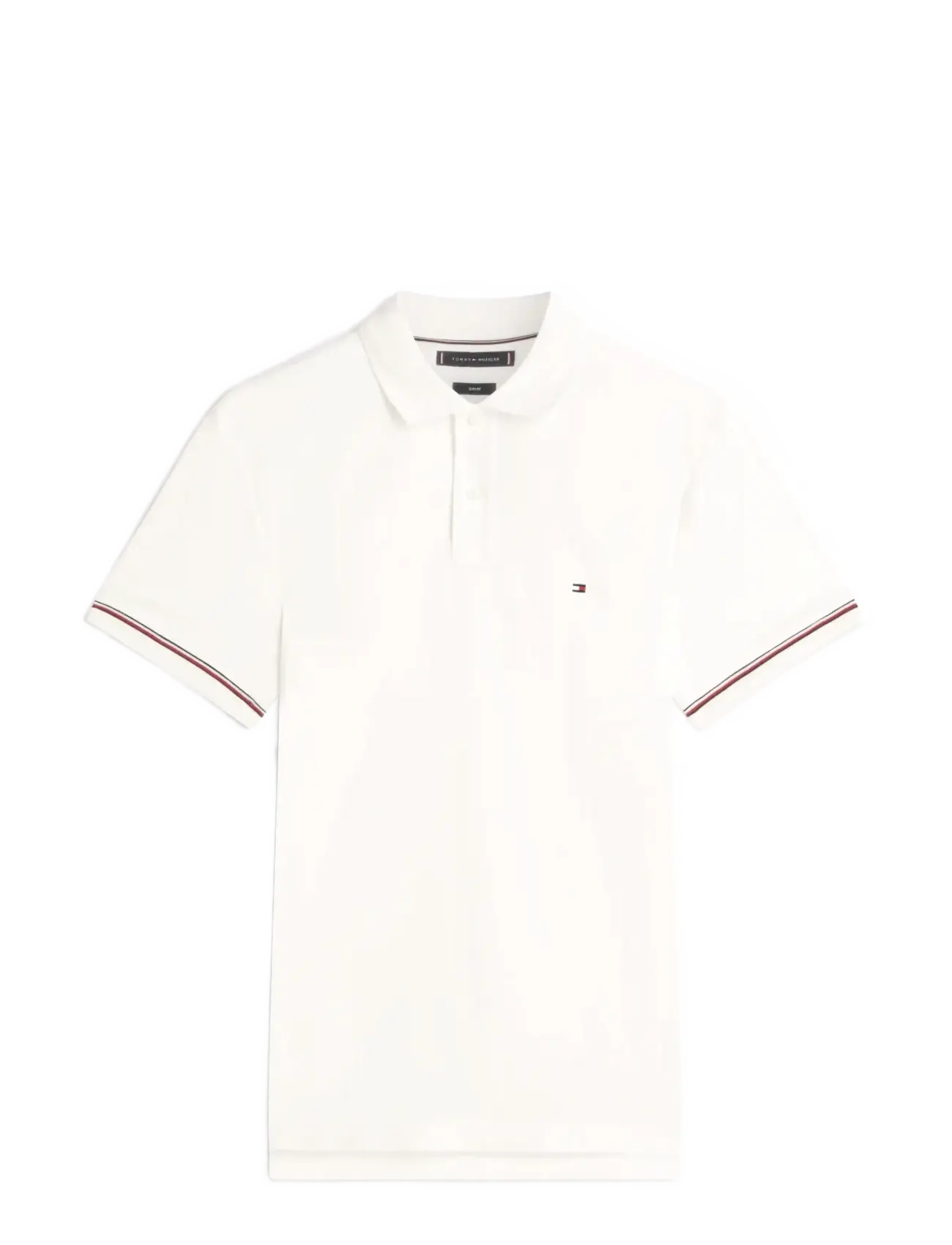Tommy Hilfiger LIQUID COTTON RWB CUFF SLIM POLO - Pikéer - ECRU / white