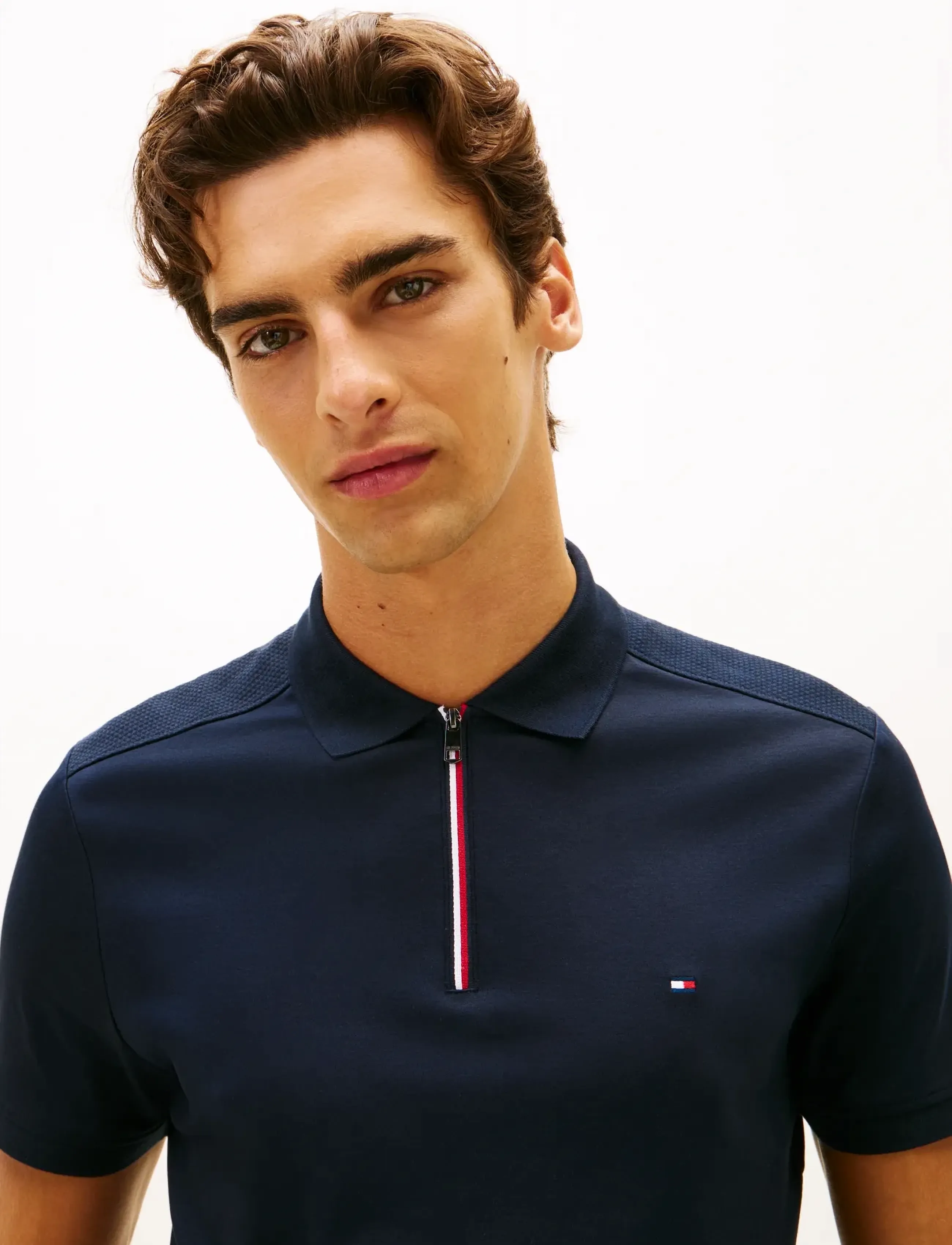 Tommy Hilfiger - LIQUID COTTON RWB ZIP REG POLO - krótki rękaw - desert sky - 4
