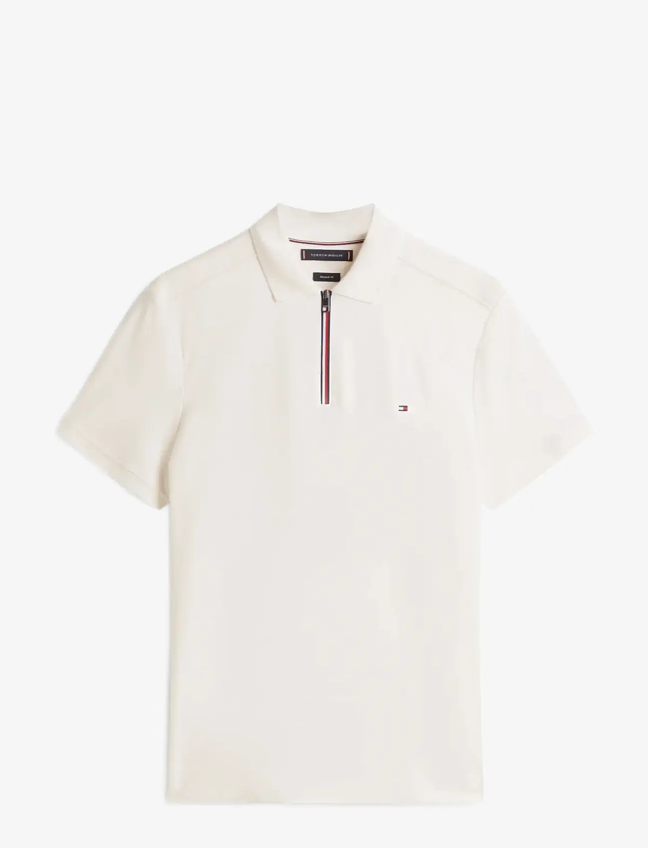 Tommy Hilfiger - LIQUID COTTON RWB ZIP REG POLO - short-sleeved polos - ivory petal - 1