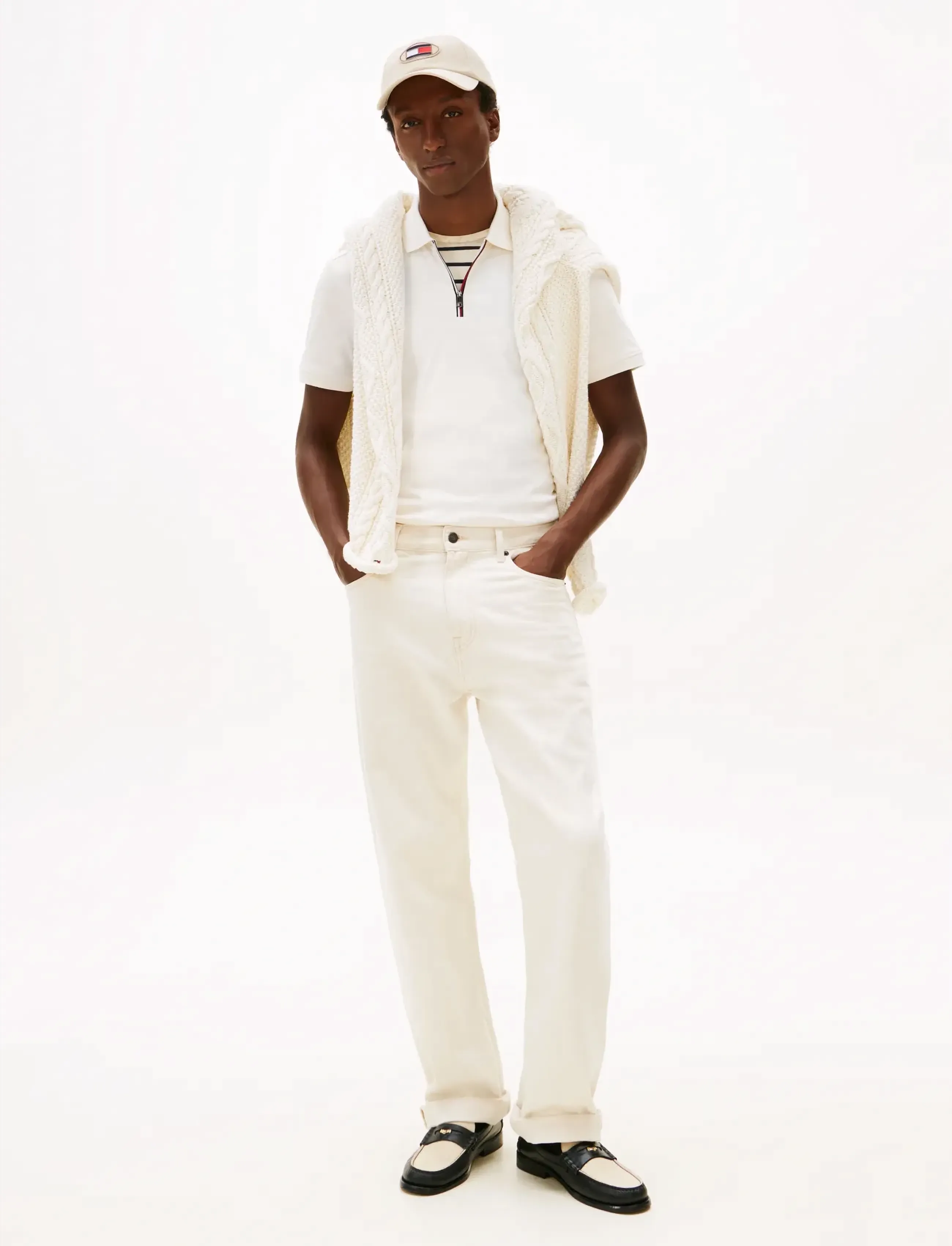 Tommy Hilfiger - LIQUID COTTON RWB ZIP REG POLO - short-sleeved polos - ivory petal - 2