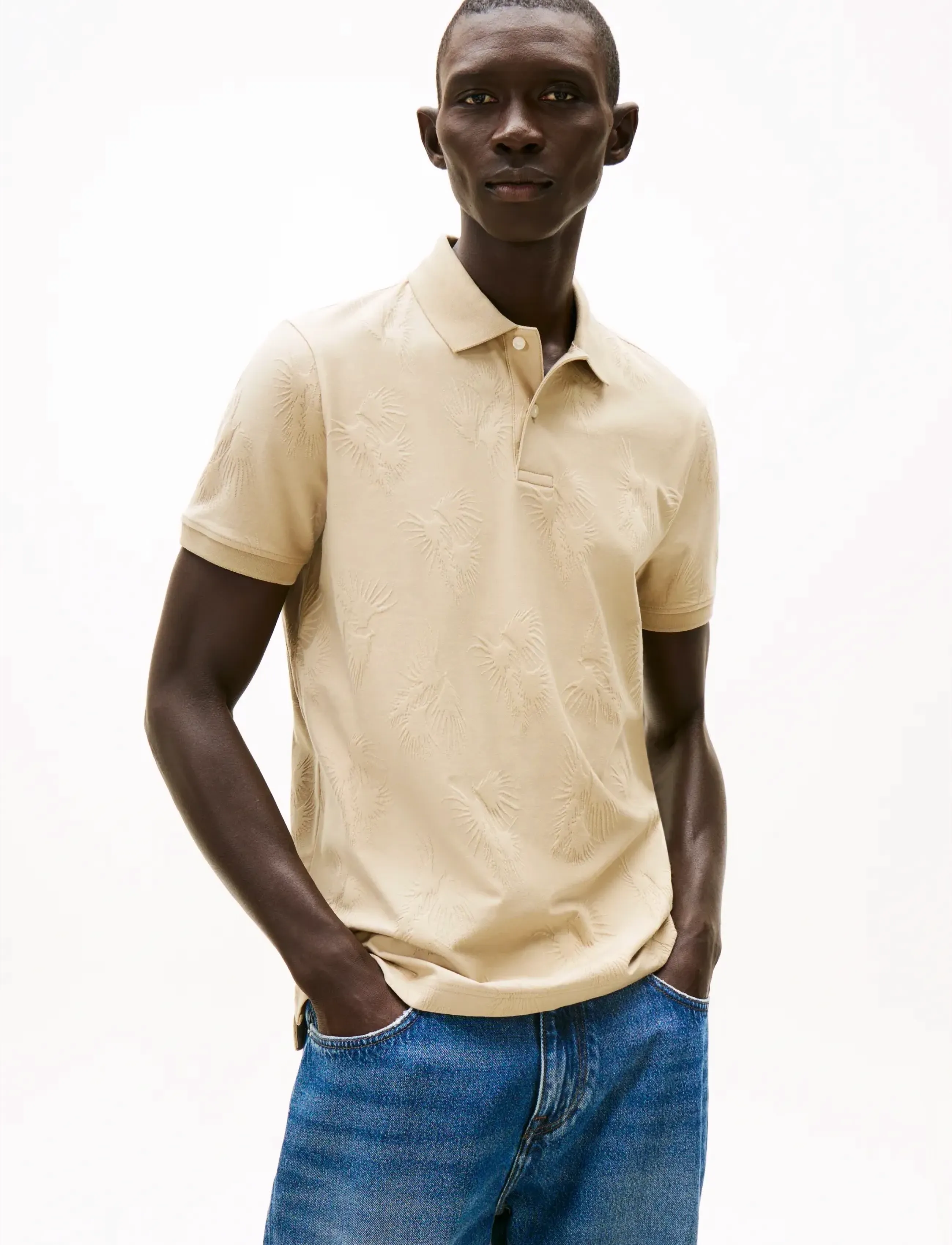 Tommy Hilfiger ALL OVER JACQUARD REG POLO - Poloer - SANDALWOOD / beige