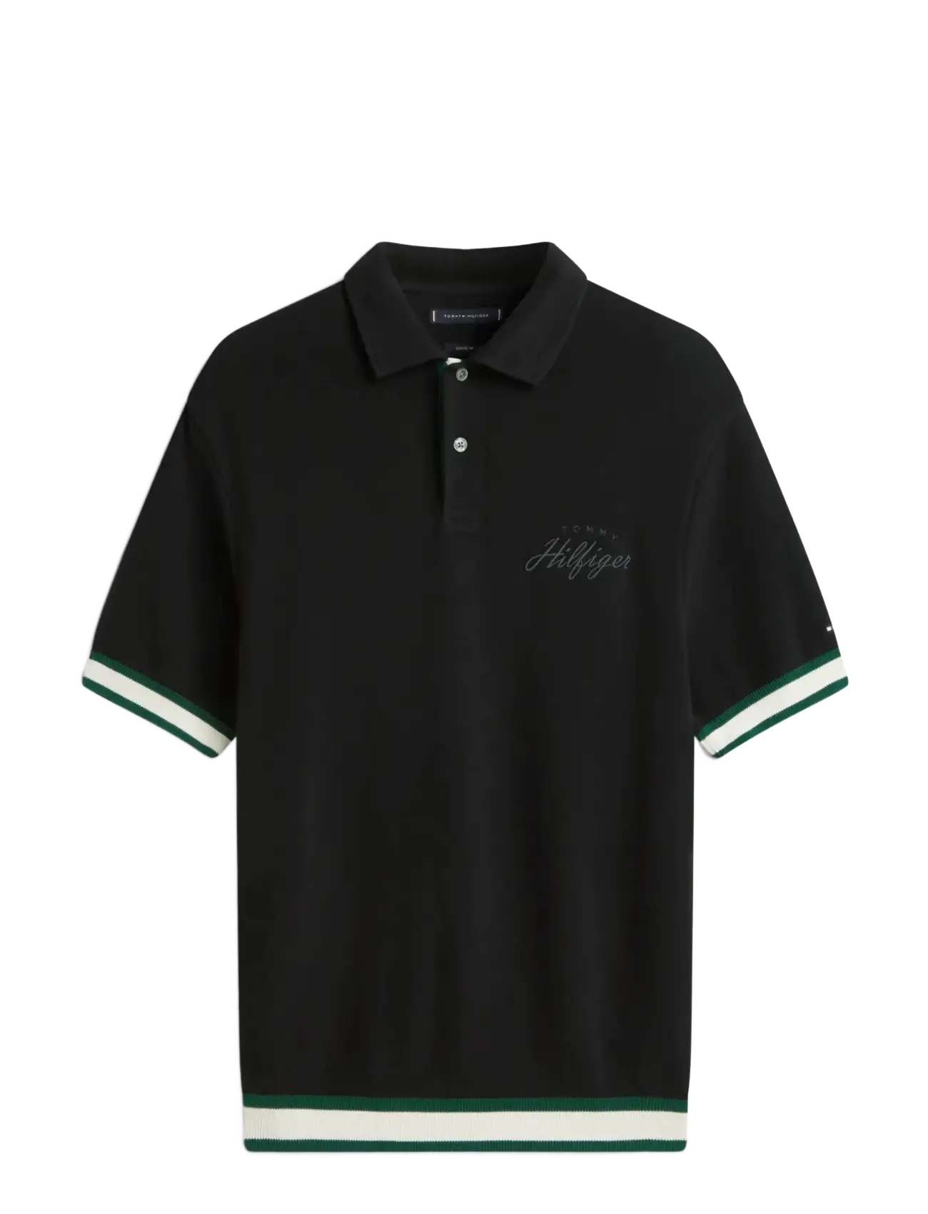 Tommy Hilfiger FLATKNIT CLASSIC FIT POLO - Stickade basplagg - BLACK / black