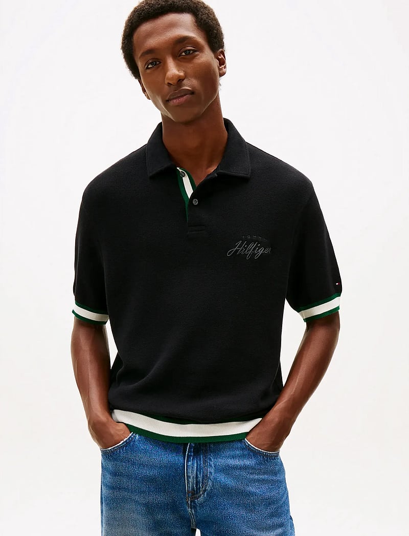 Tommy Hilfiger - FLATKNIT CLASSIC FIT POLO - stickade pikéer - black - 0