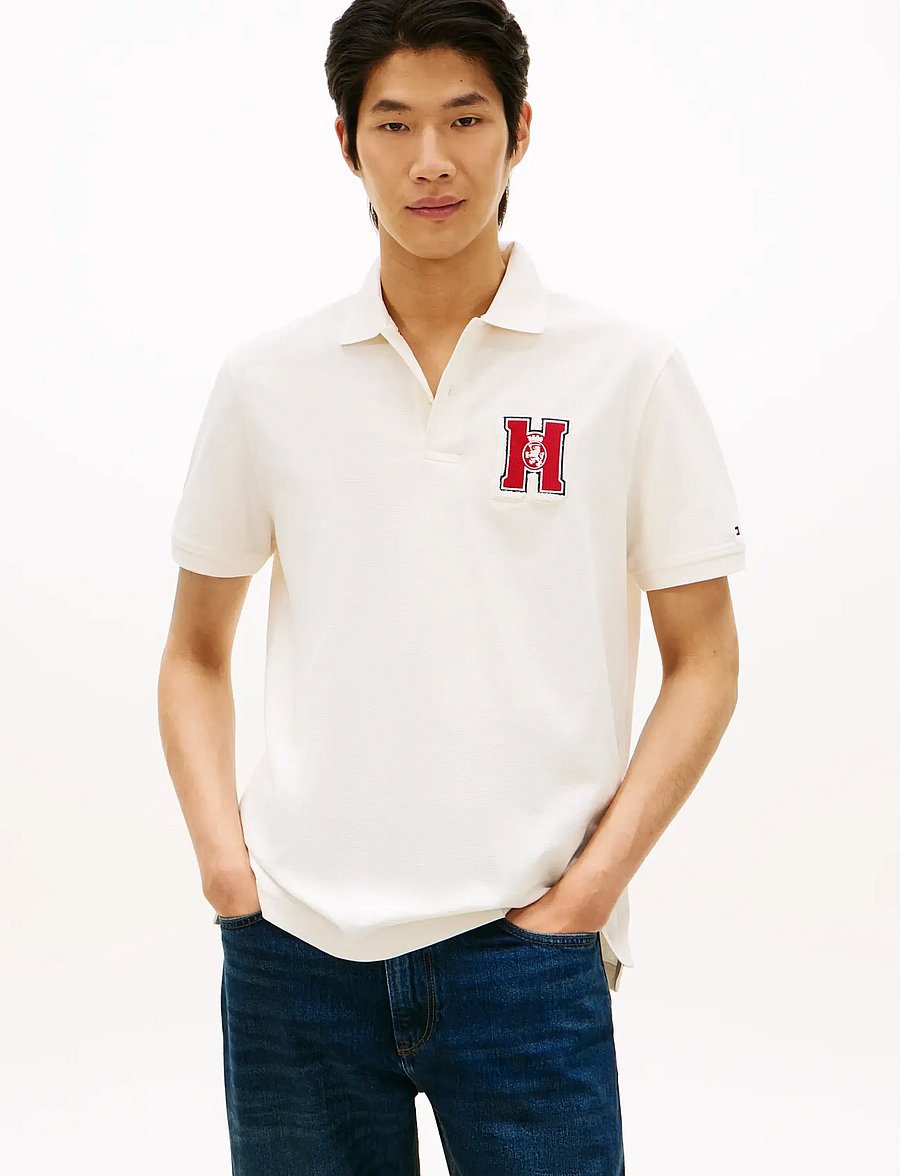 Tommy Hilfiger - ELEVATED GRAPHIC REG POLO - kortærmede poloer - ivory petal - 0