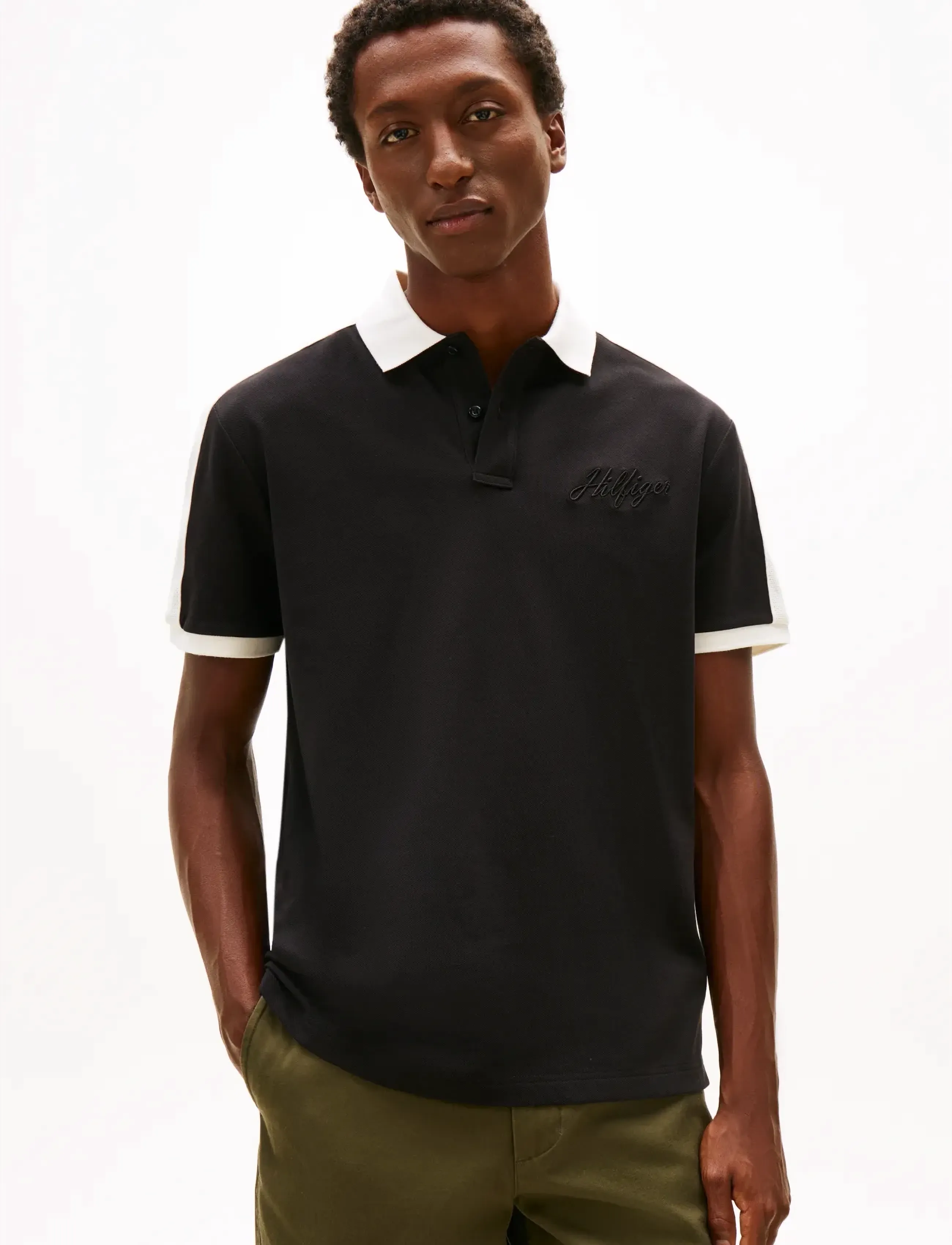 Tommy Hilfiger MESH DETAIL CLASSIC FIT POLO - Tommy Hilfiger - BLACK / black